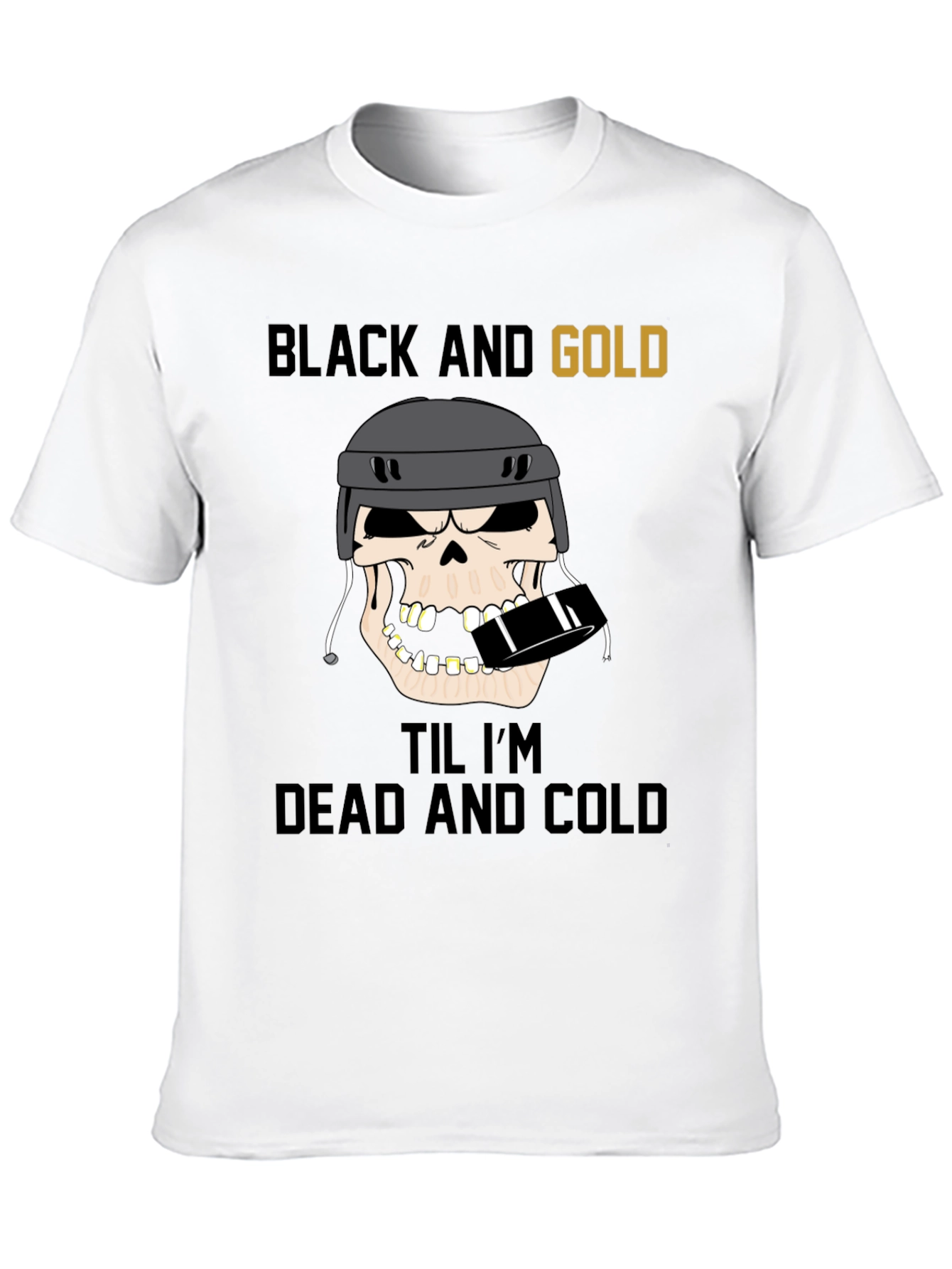 Black and Gold Hockey Skull T-Shirt