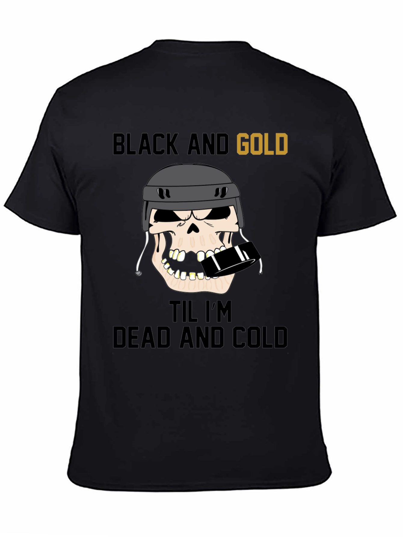 Black and Gold Hockey Skull T-Shirt