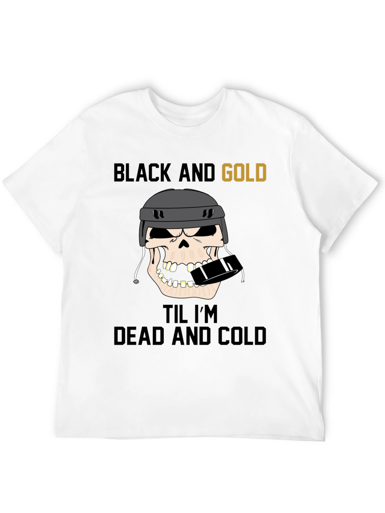 Black and Gold Hockey Skull T-Shirt