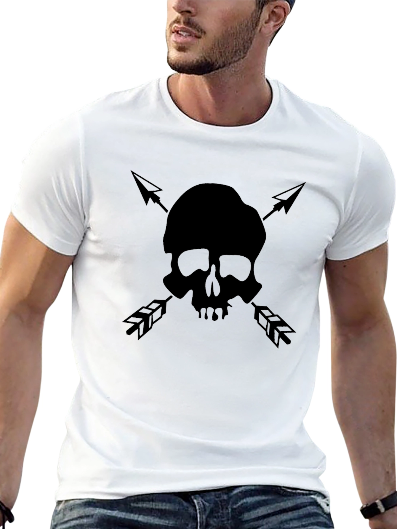 Skull & Arrow Graphic Tee - Black