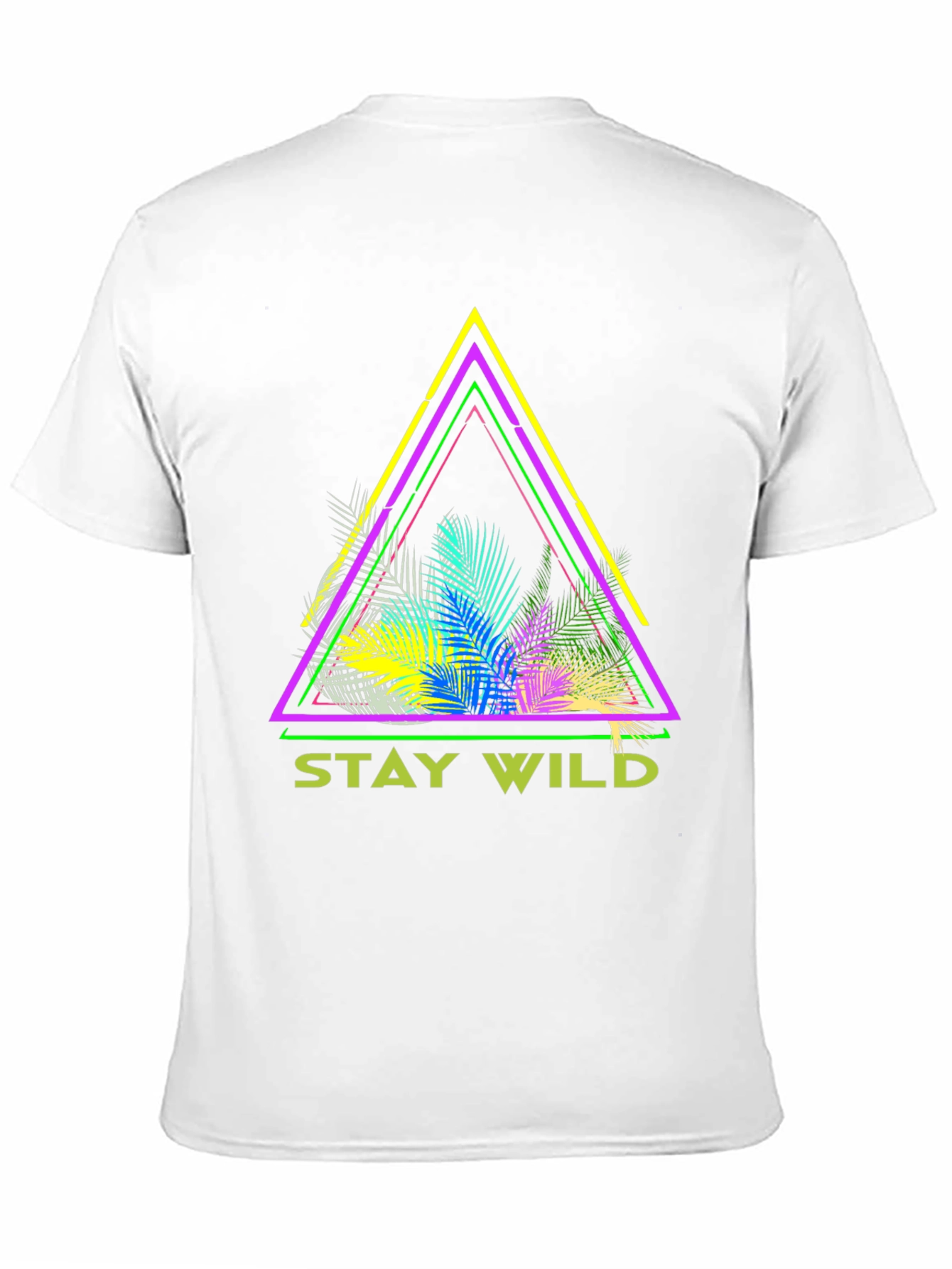 Stay Wild Graphic Tee - Neon Tropical Triangle Design