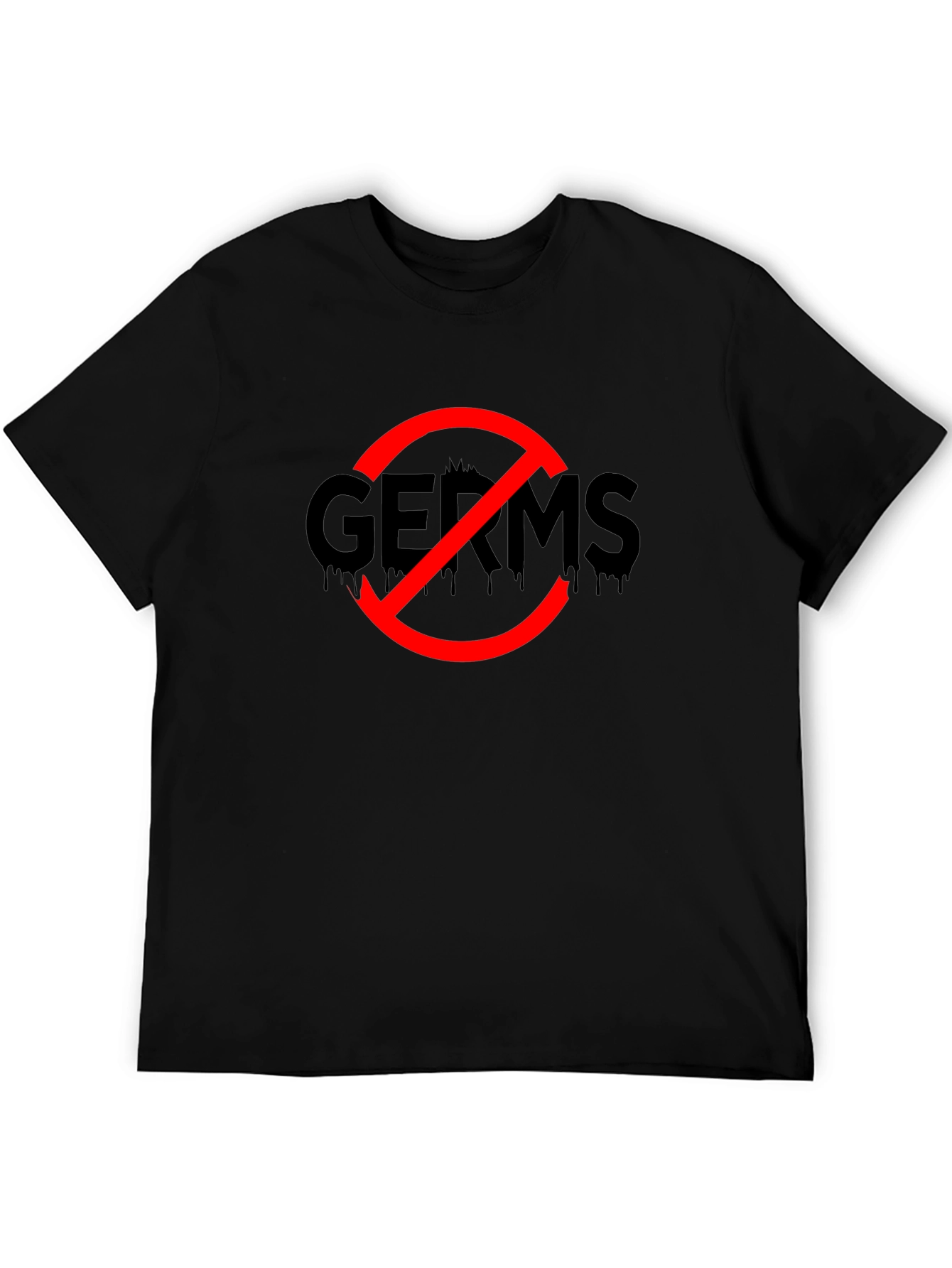 No Germs Black T-Shirt Novelty Funny Slogan Top