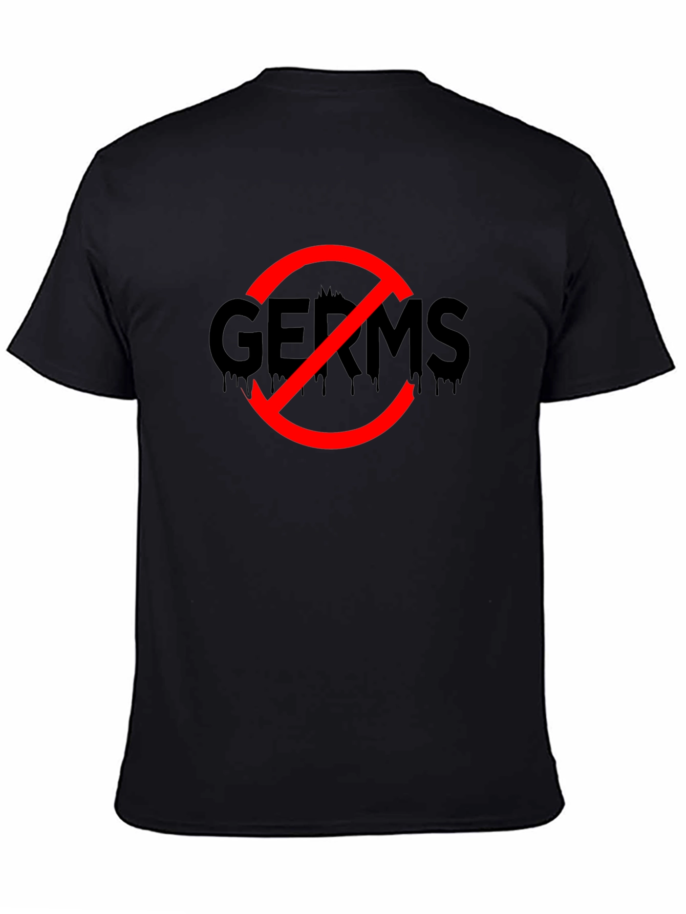 No Germs Black T-Shirt Novelty Funny Slogan Top