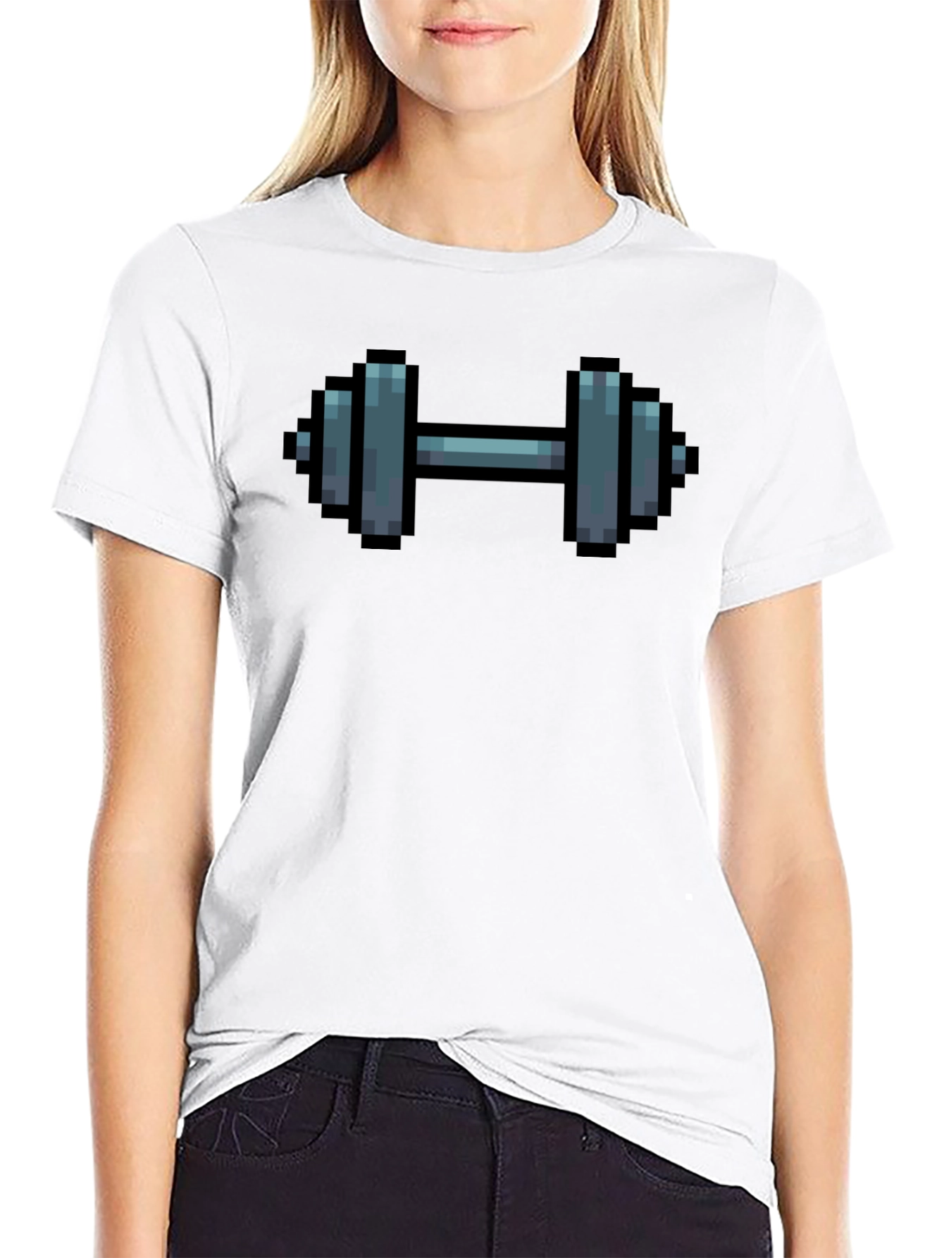 Pixel Dumbbell Black T-Shirt
