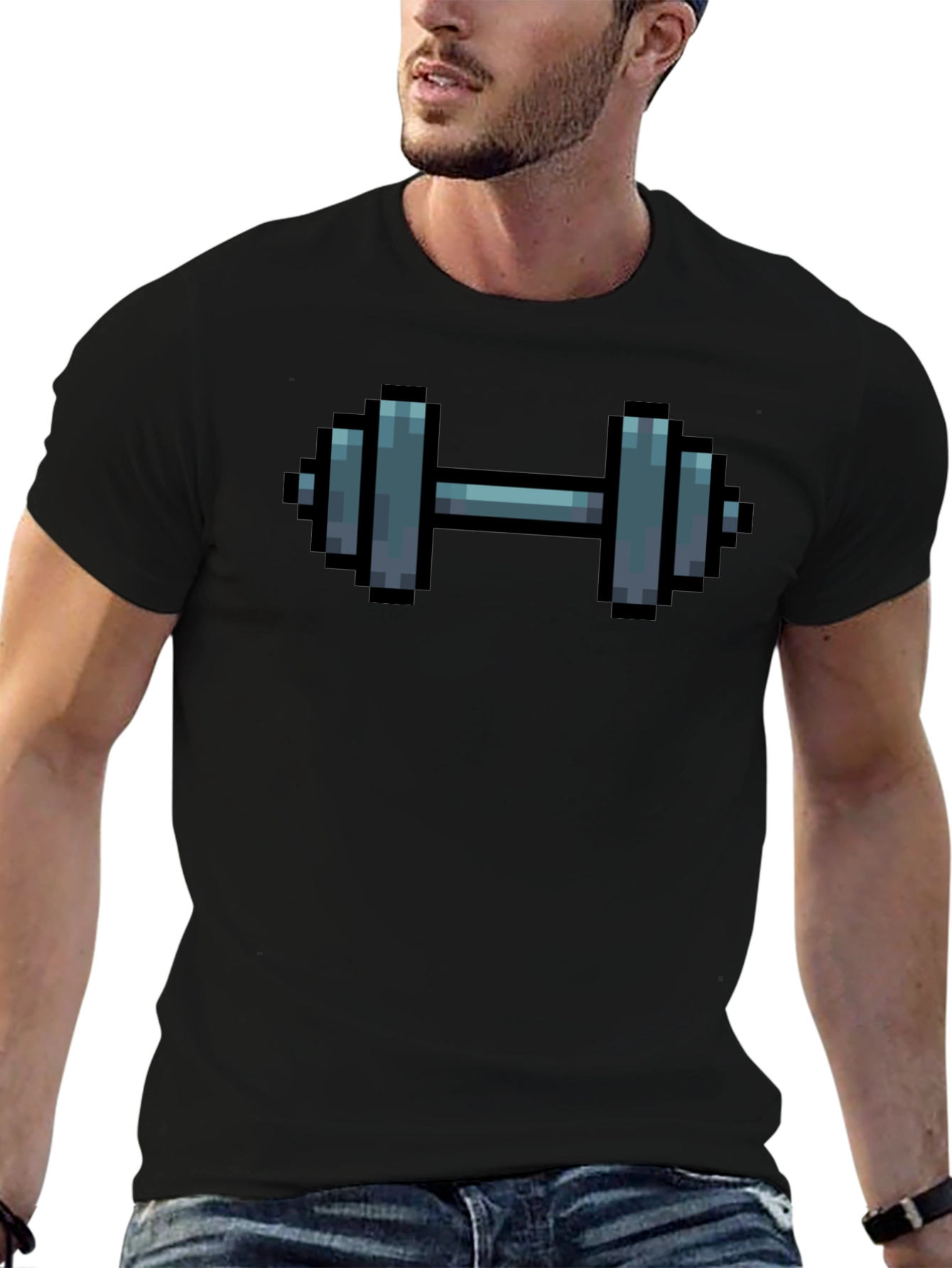 Pixel Dumbbell Black T-Shirt
