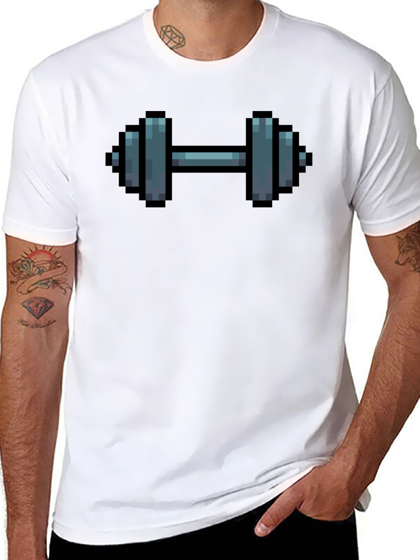 Pixel Dumbbell Black T-Shirt