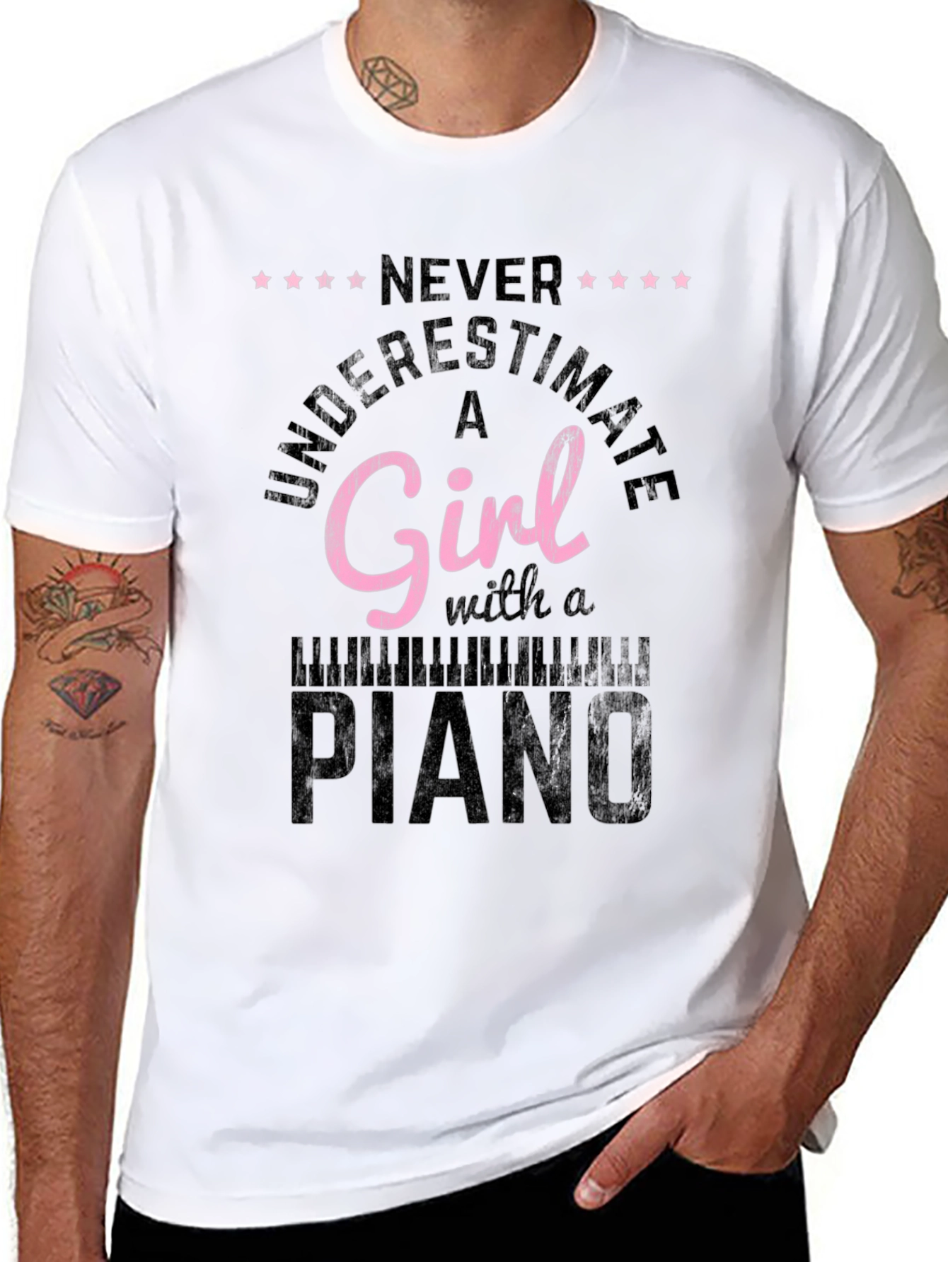 Never Underestimate A Girl Piano T-Shirt