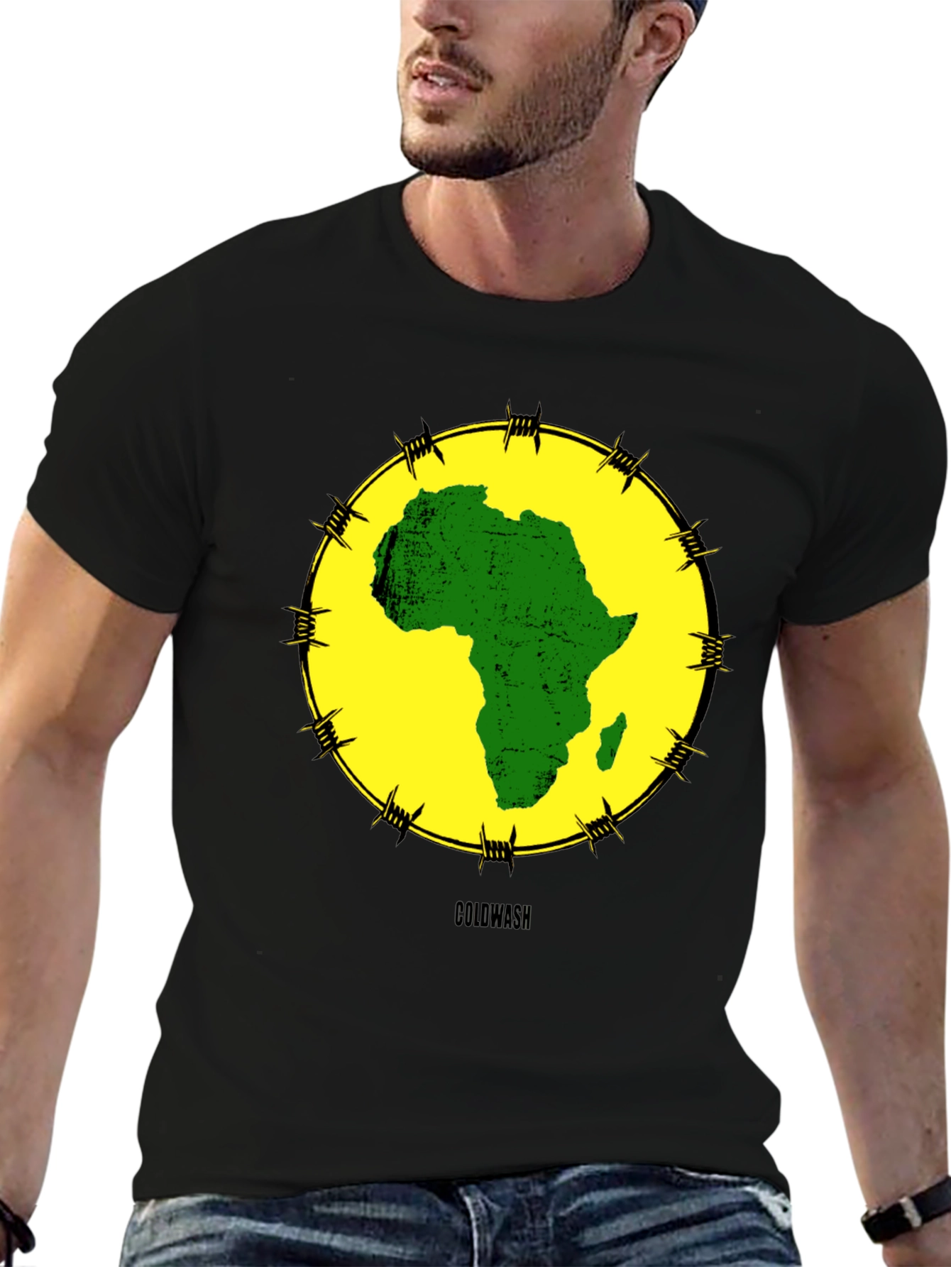 Africa Map Graphic Tee - Black Cotton T-Shirt