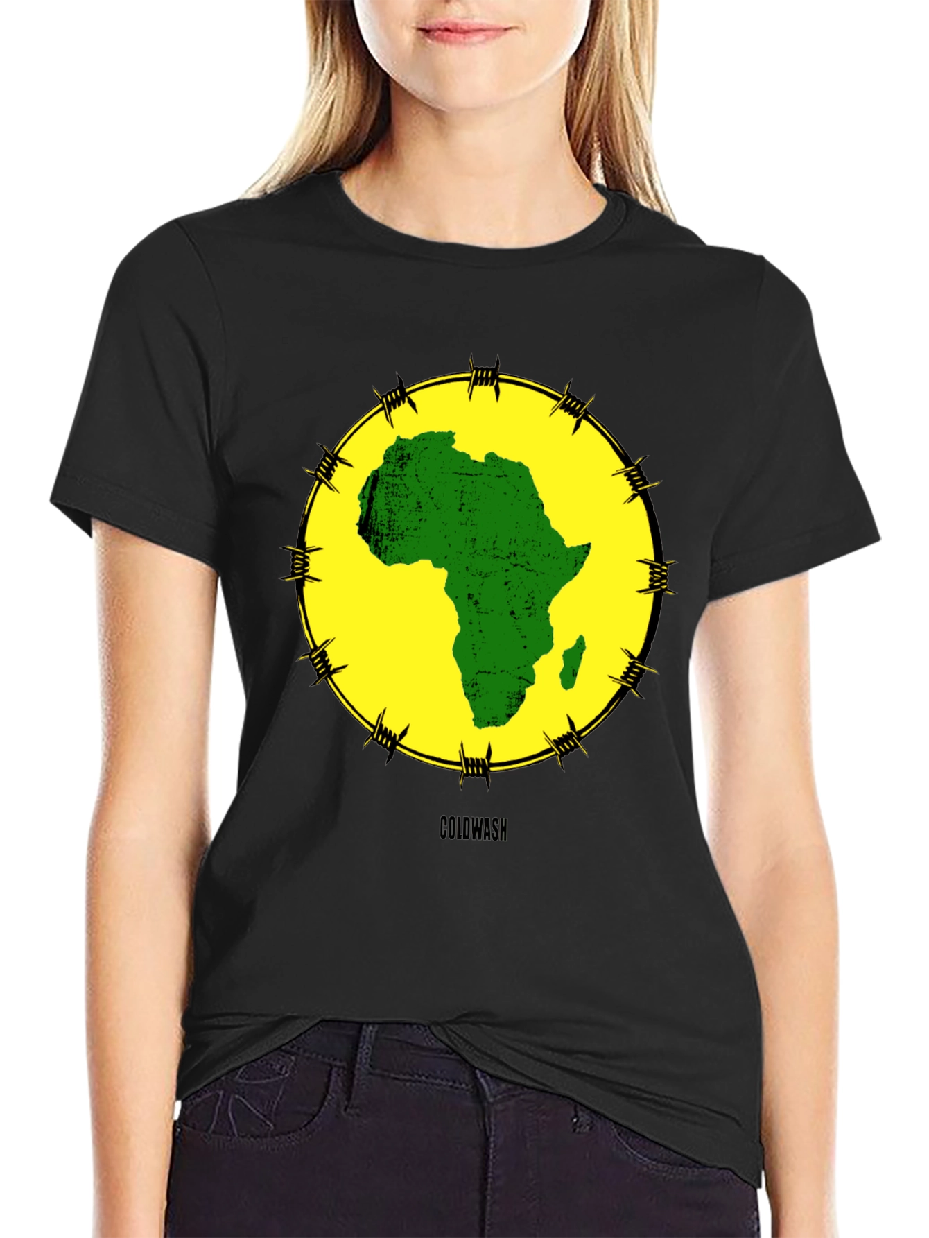 Africa Map Graphic Tee - Black Cotton T-Shirt