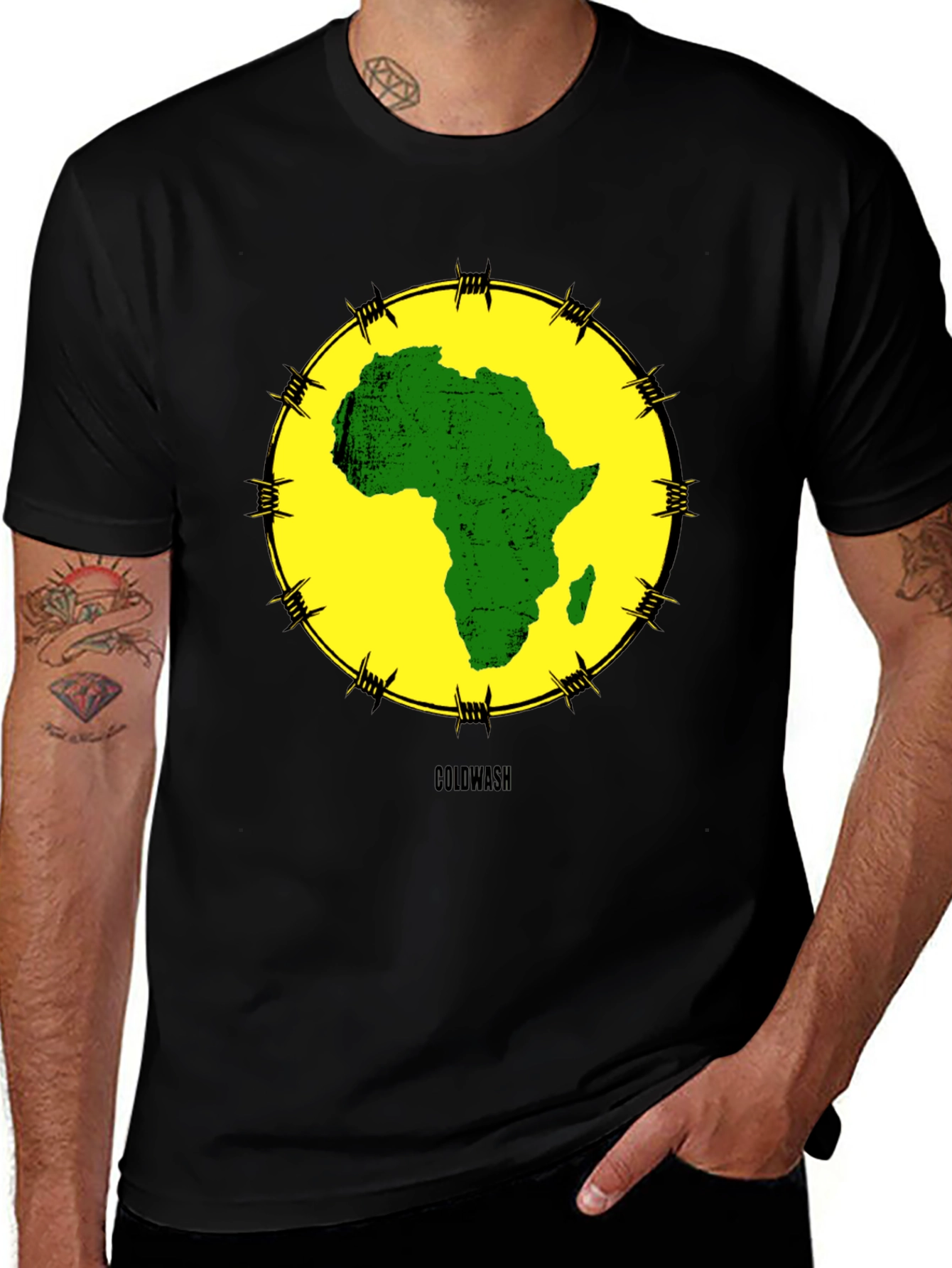 Africa Map Graphic Tee - Black Cotton T-Shirt