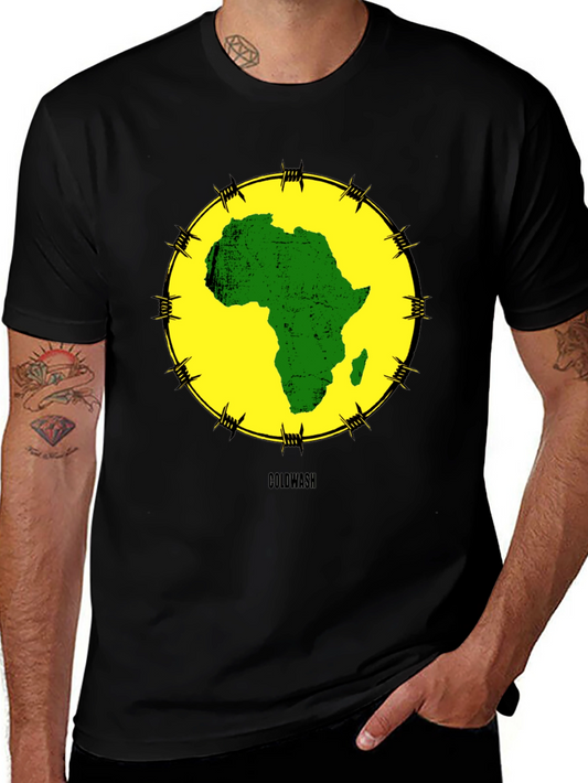 Africa Map Graphic Tee - Black Cotton T-Shirt