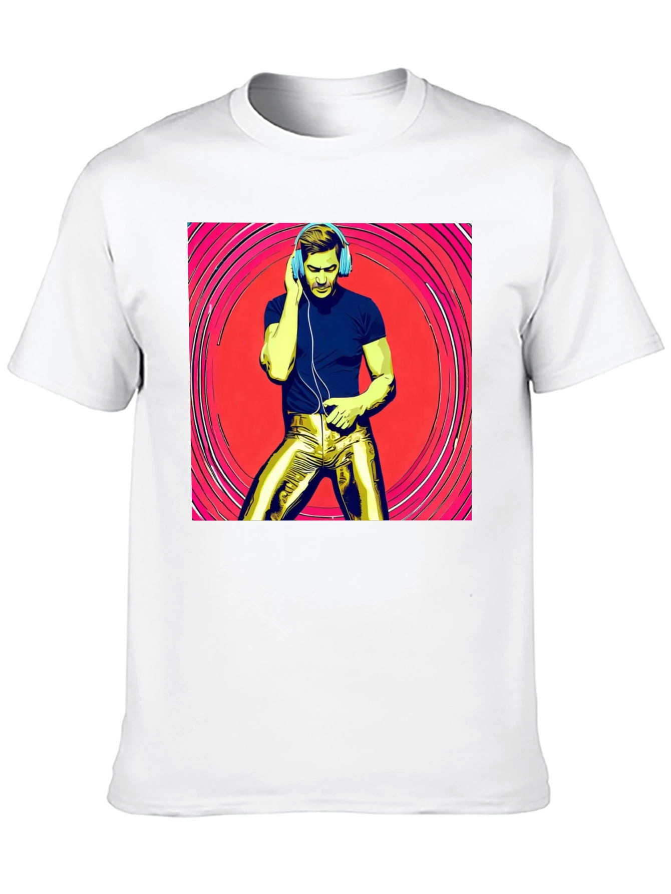 Retro Grooves T-Shirt - Musical Man in Gold Pants