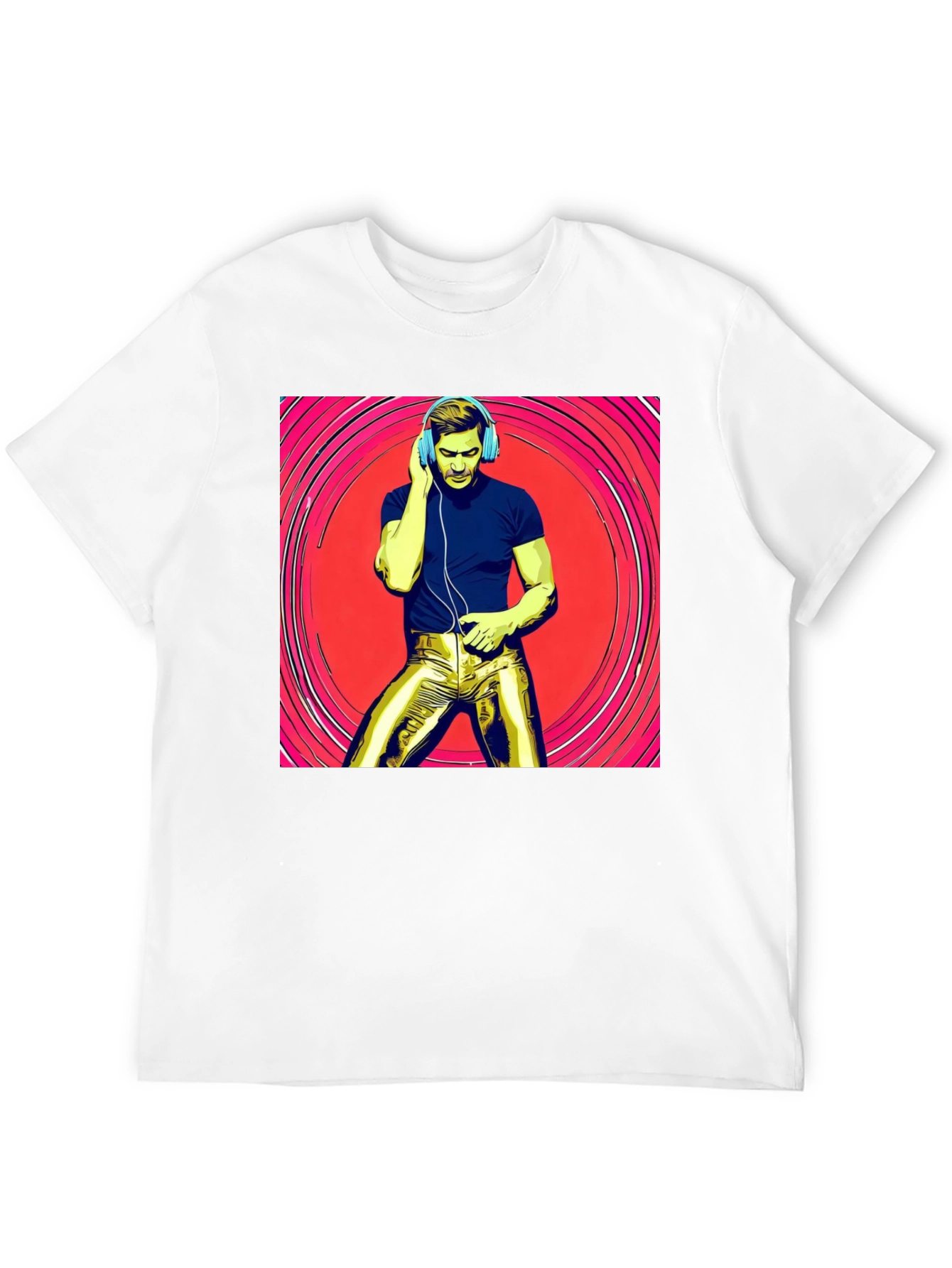Retro Grooves T-Shirt - Musical Man in Gold Pants