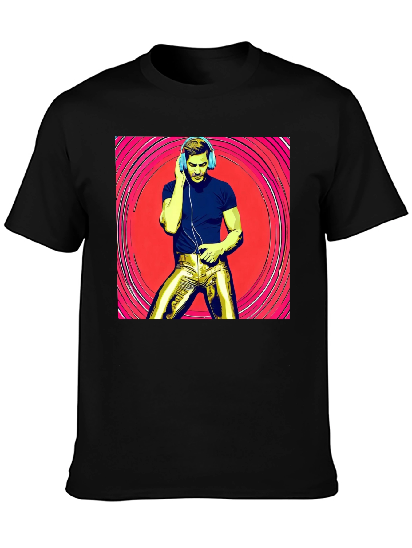 Retro Grooves T-Shirt - Musical Man in Gold Pants