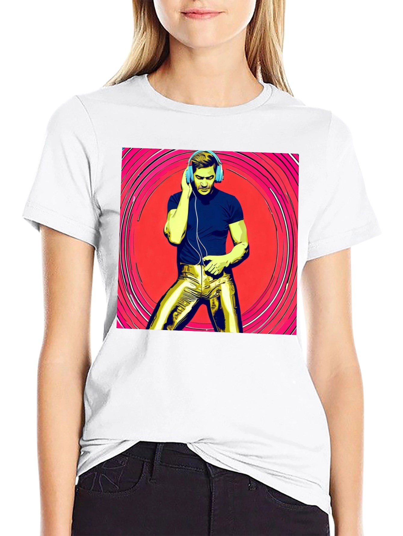 Retro Grooves T-Shirt - Musical Man in Gold Pants