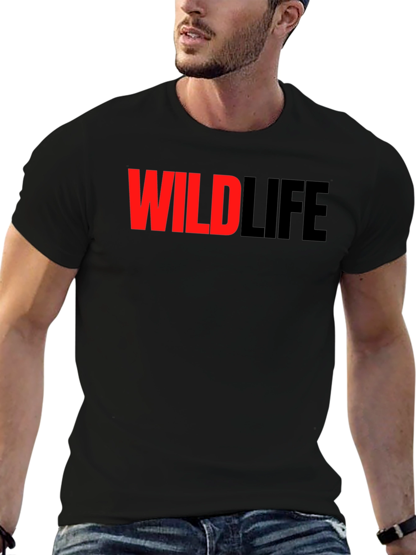 Wildlife Graphic Print Black T-Shirt