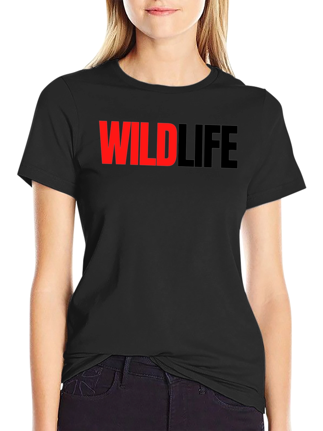 Wildlife Graphic Print Black T-Shirt