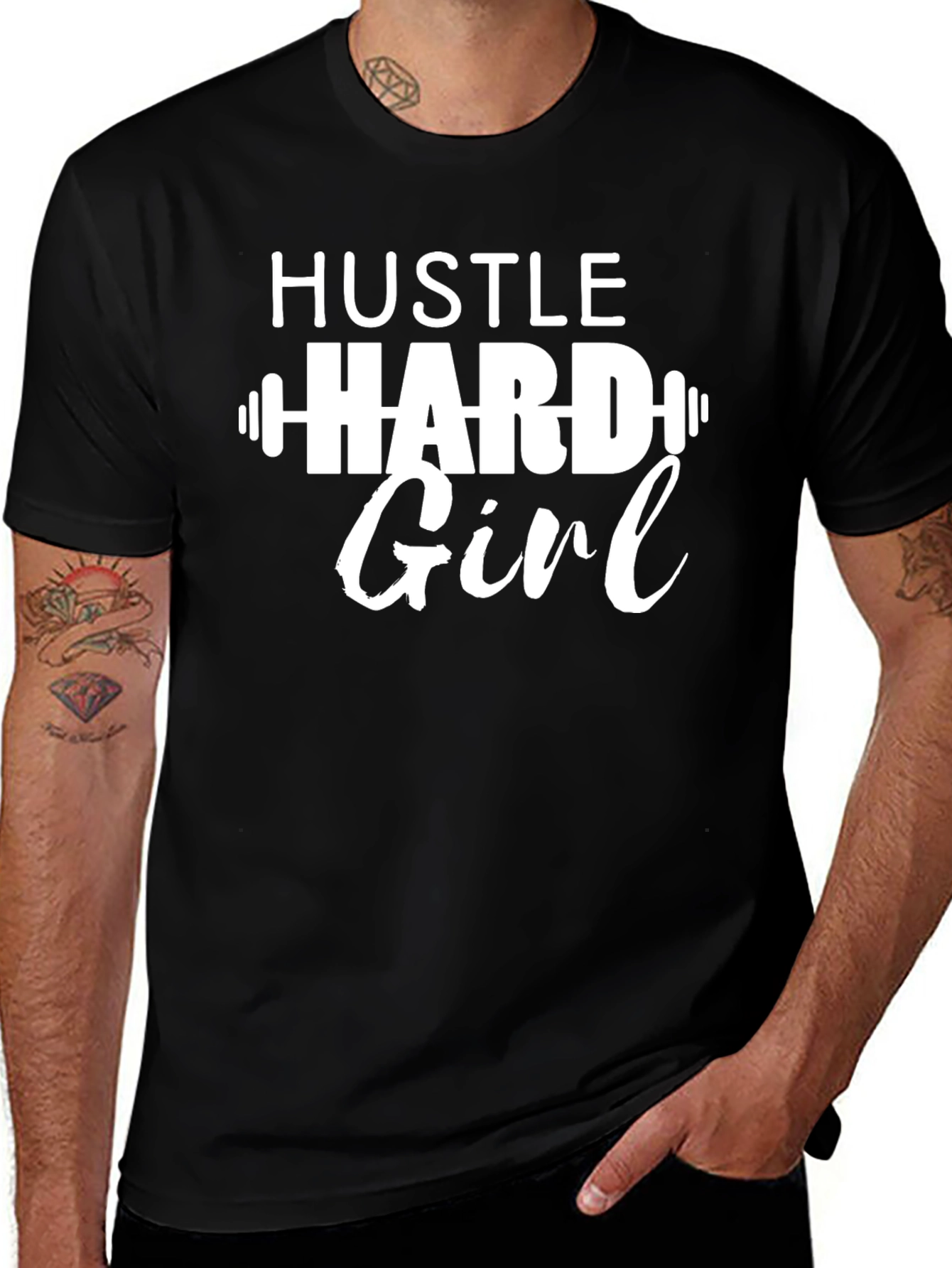 Hustle Hard Girl Graphic Tee - Workout Shirt