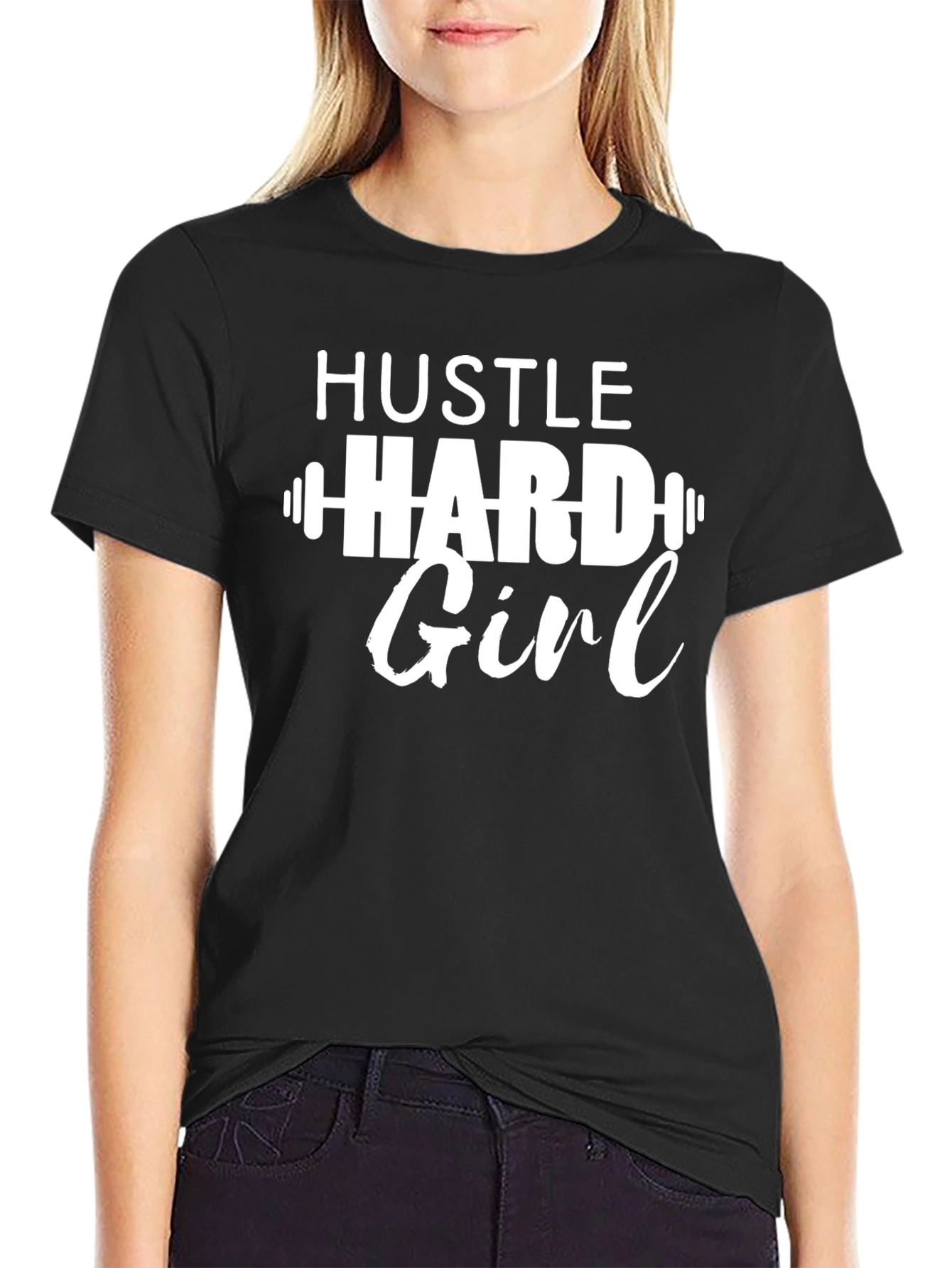 Hustle Hard Girl Graphic Tee - Workout Shirt