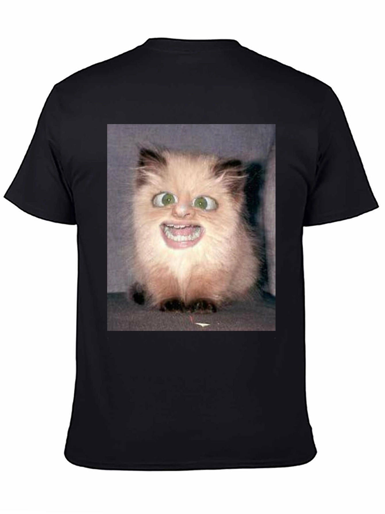Funny Cat Face Black T-Shirt