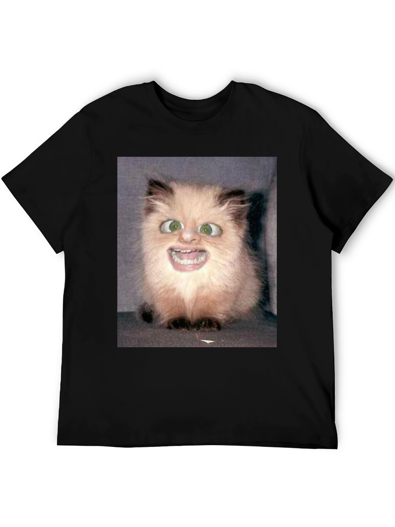 Funny Cat Face Black T-Shirt