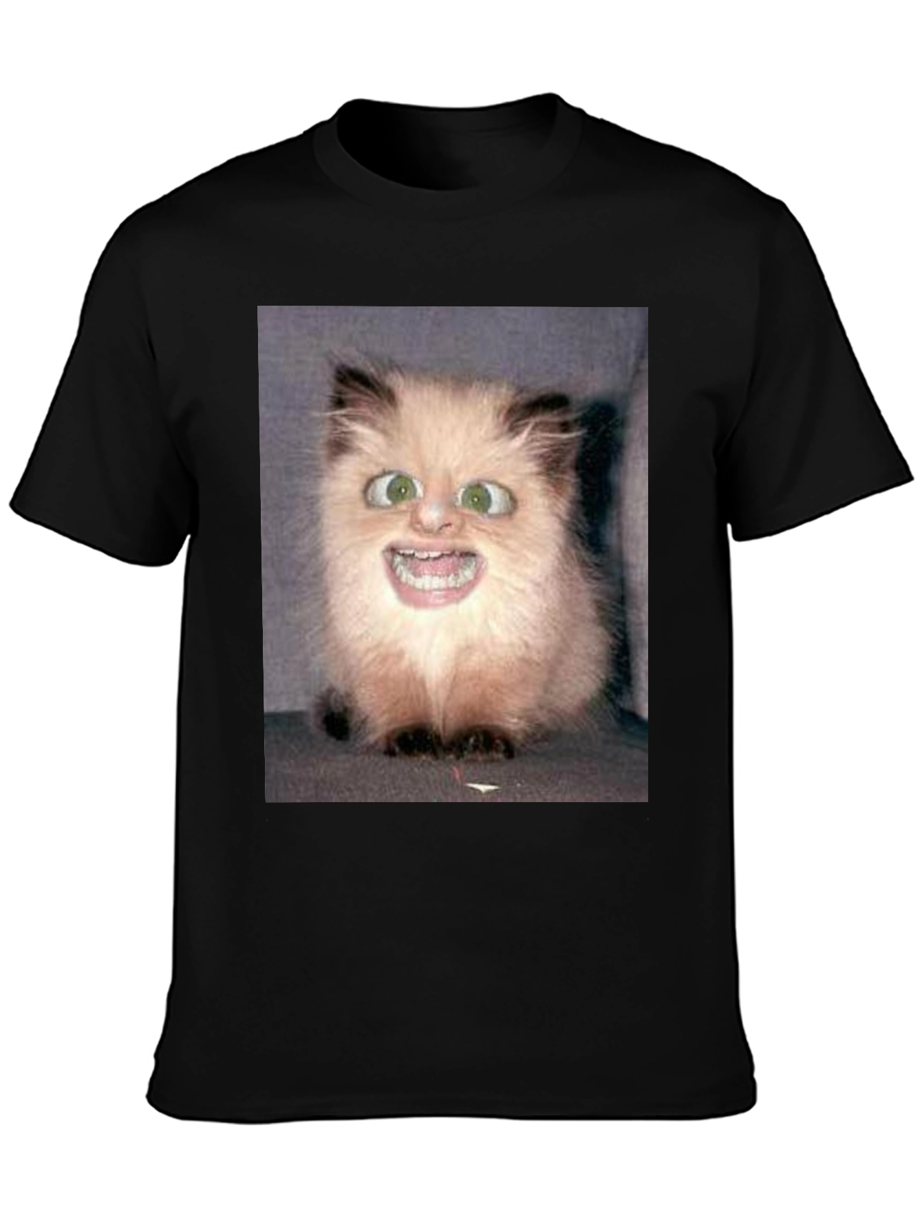 Funny Cat Face Black T-Shirt