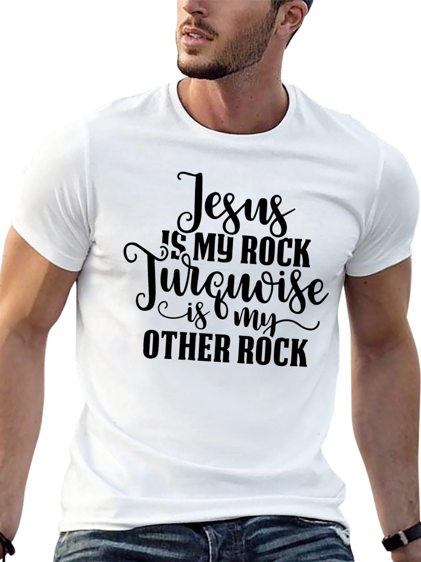 Jesus & Turquoise Rock Graphic T-Shirt