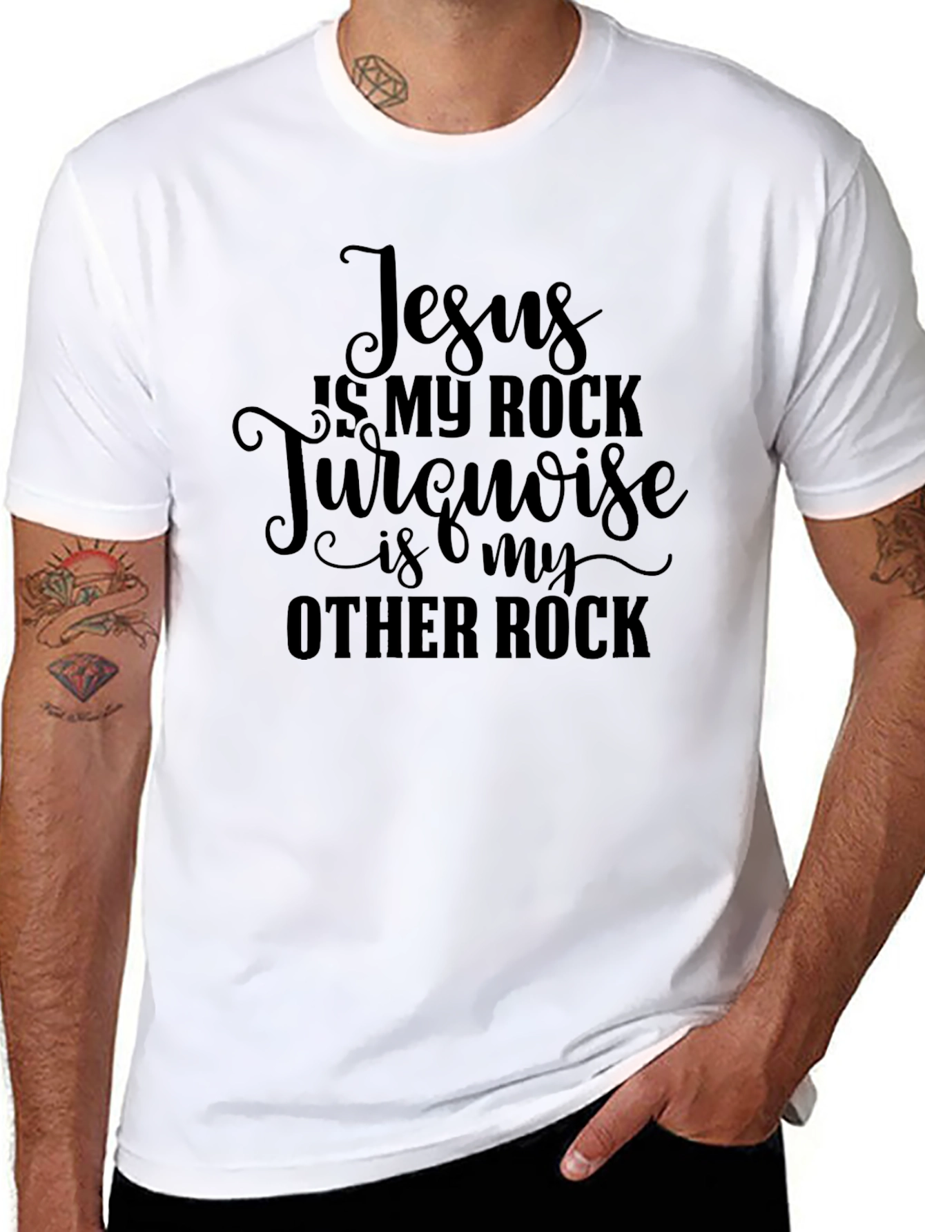 Jesus & Turquoise Rock Graphic T-Shirt