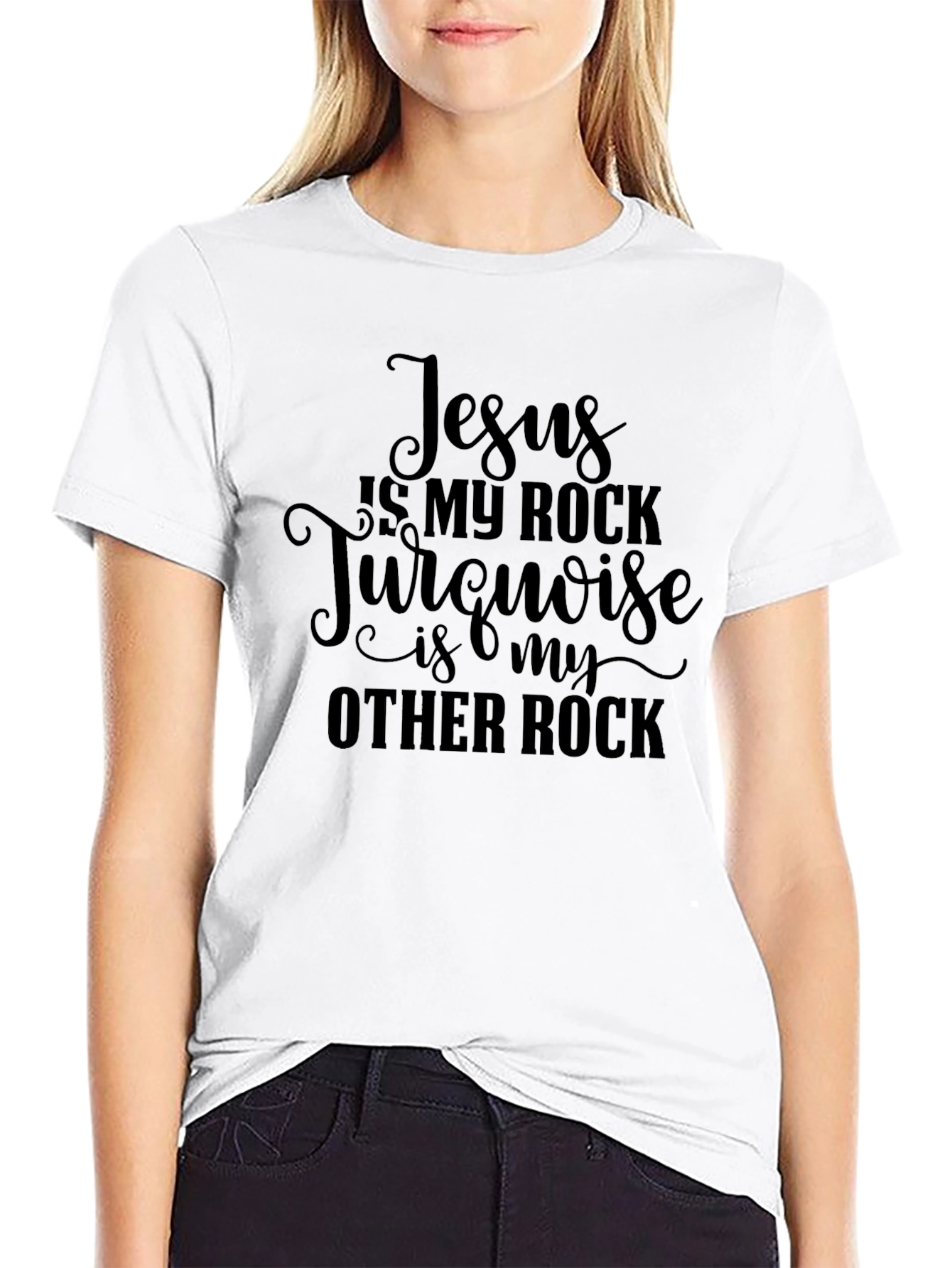 Jesus & Turquoise Rock Graphic T-Shirt