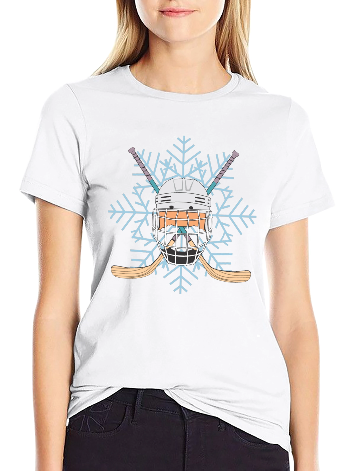 Hockey Helmet Snowflake Tee - Winter Sports Shirt