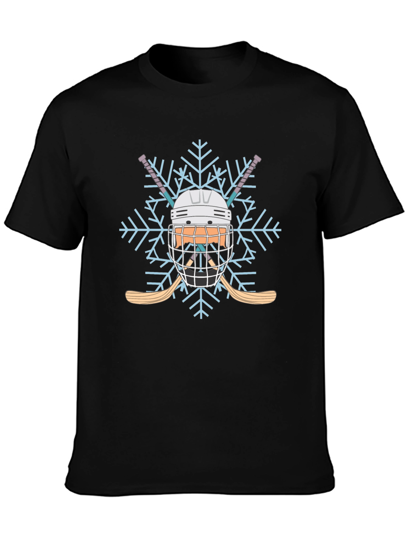 Hockey Helmet Snowflake Tee - Winter Sports Shirt