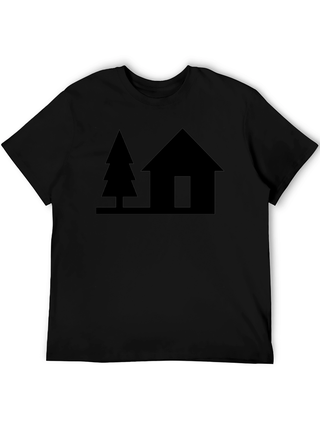 Cabin & Tree Graphic Tee - Solid Black
