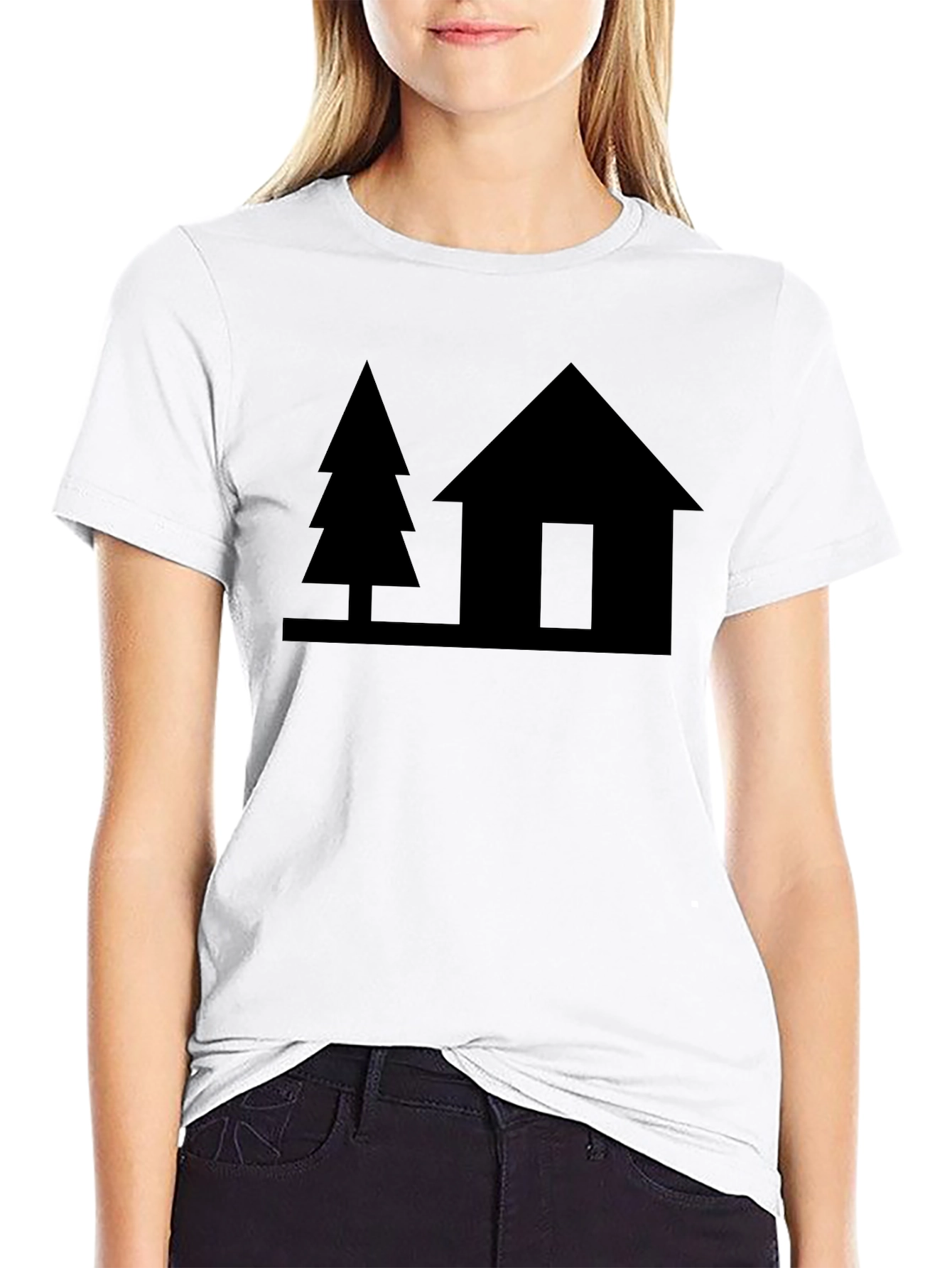 Cabin & Tree Graphic Tee - Solid Black