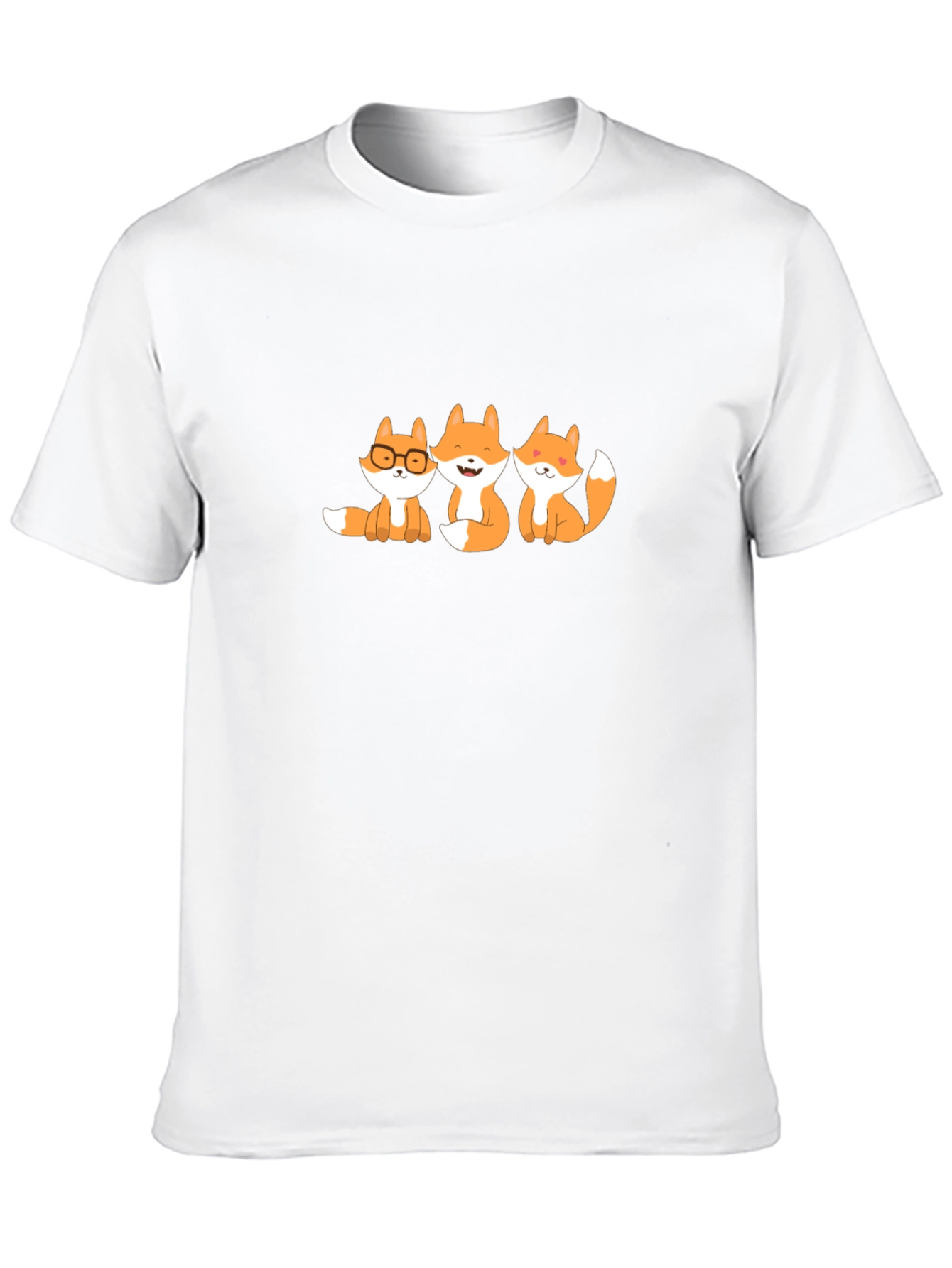 Cute Foxes Graphic Tee - Black Cotton Blend