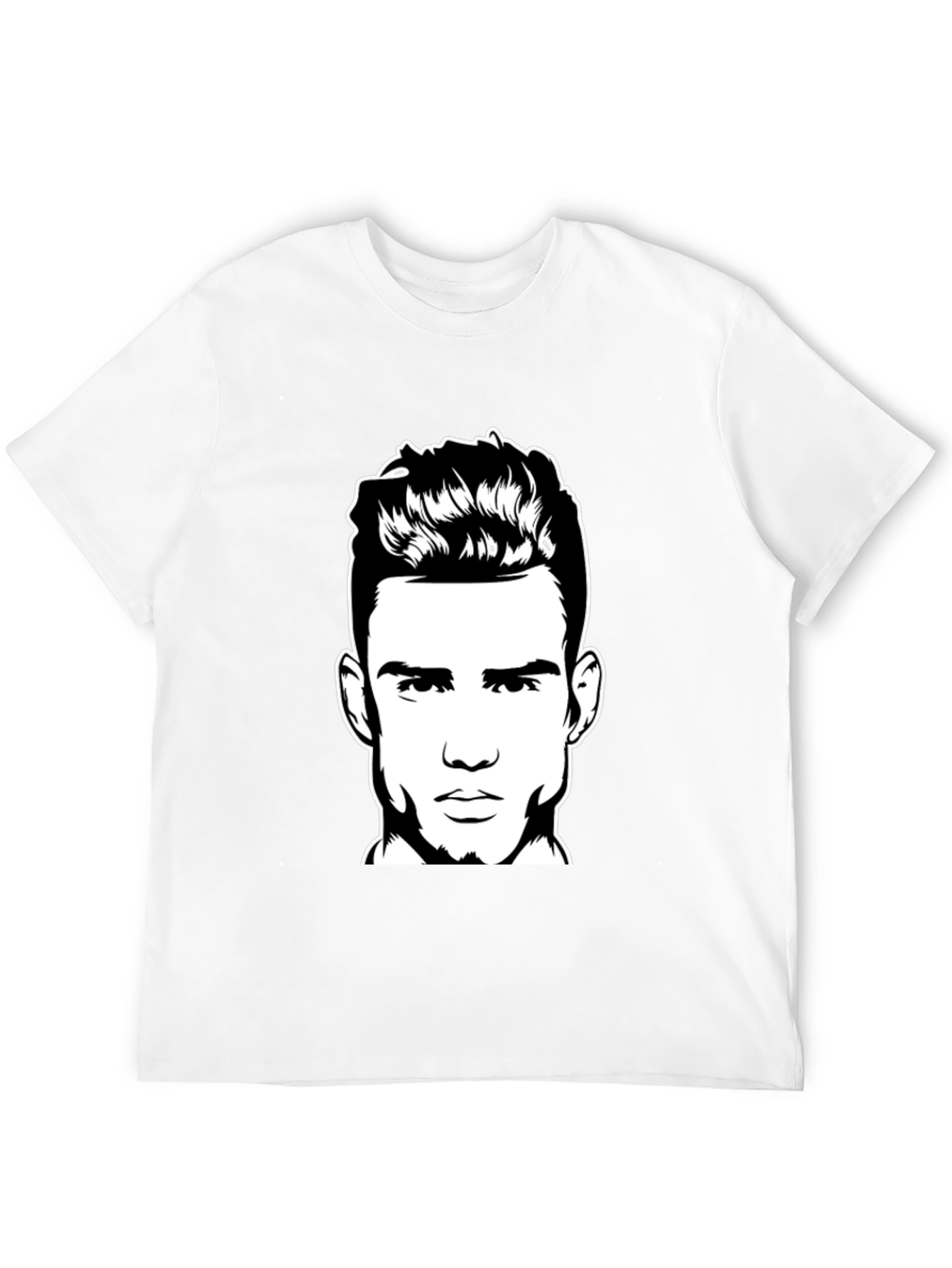 Black T-Shirt with Man Portrait Graphic