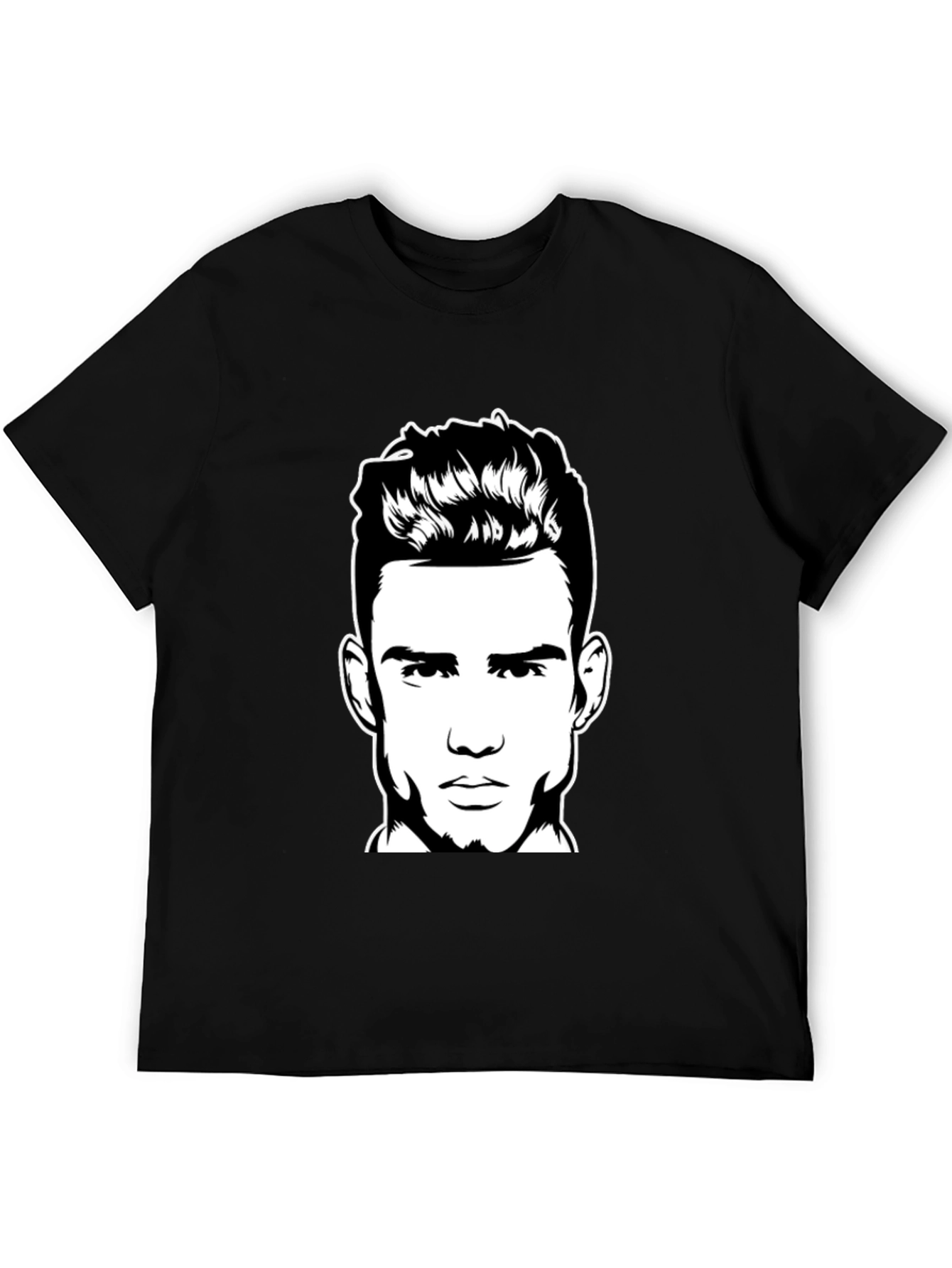 Black T-Shirt with Man Portrait Graphic