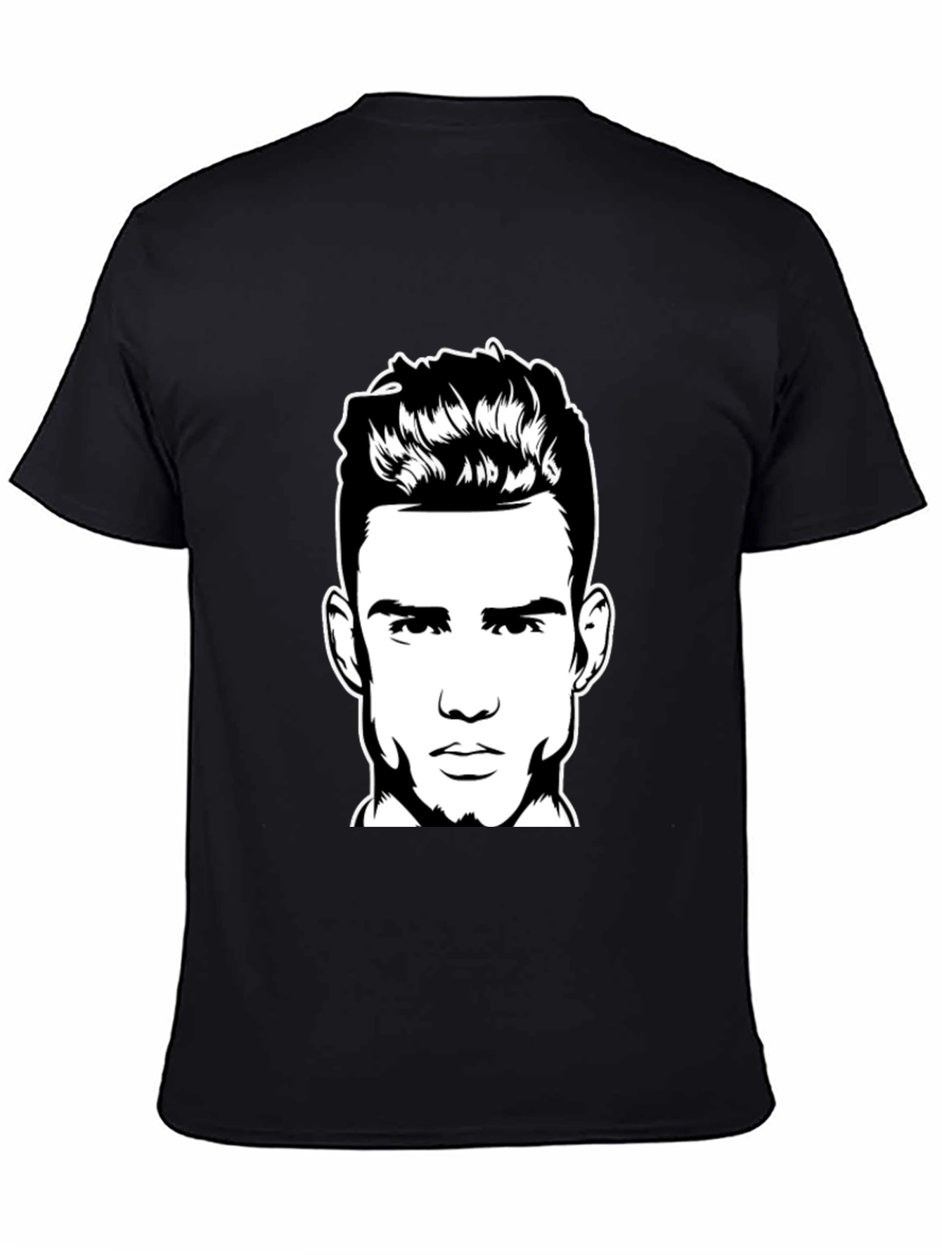Black T-Shirt with Man Portrait Graphic