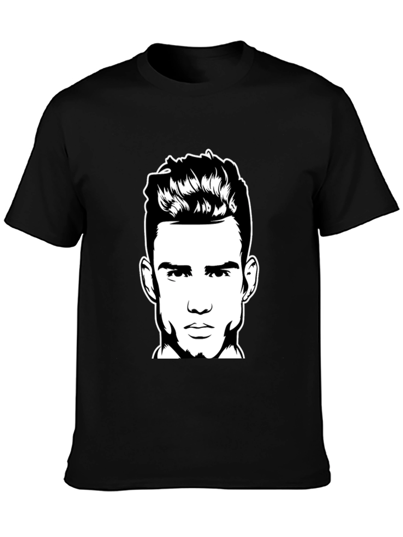Black T-Shirt with Man Portrait Graphic