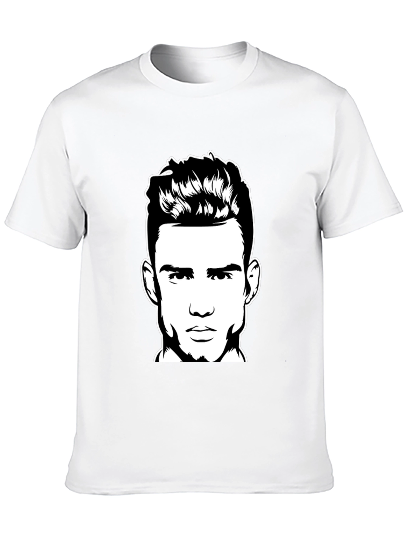Black T-Shirt with Man Portrait Graphic