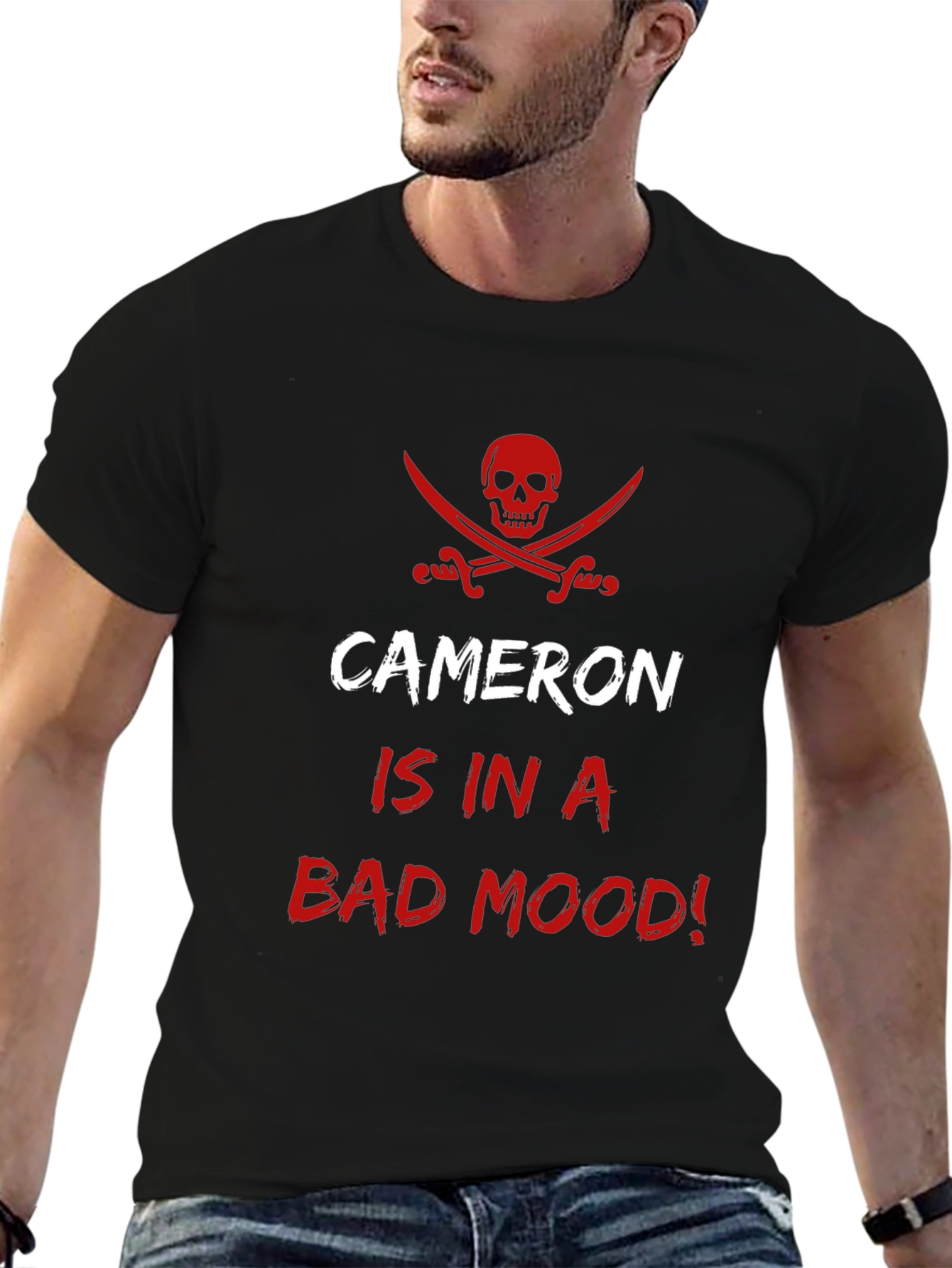 Cameron Bad Mood T-Shirt - Pirate Skull Design