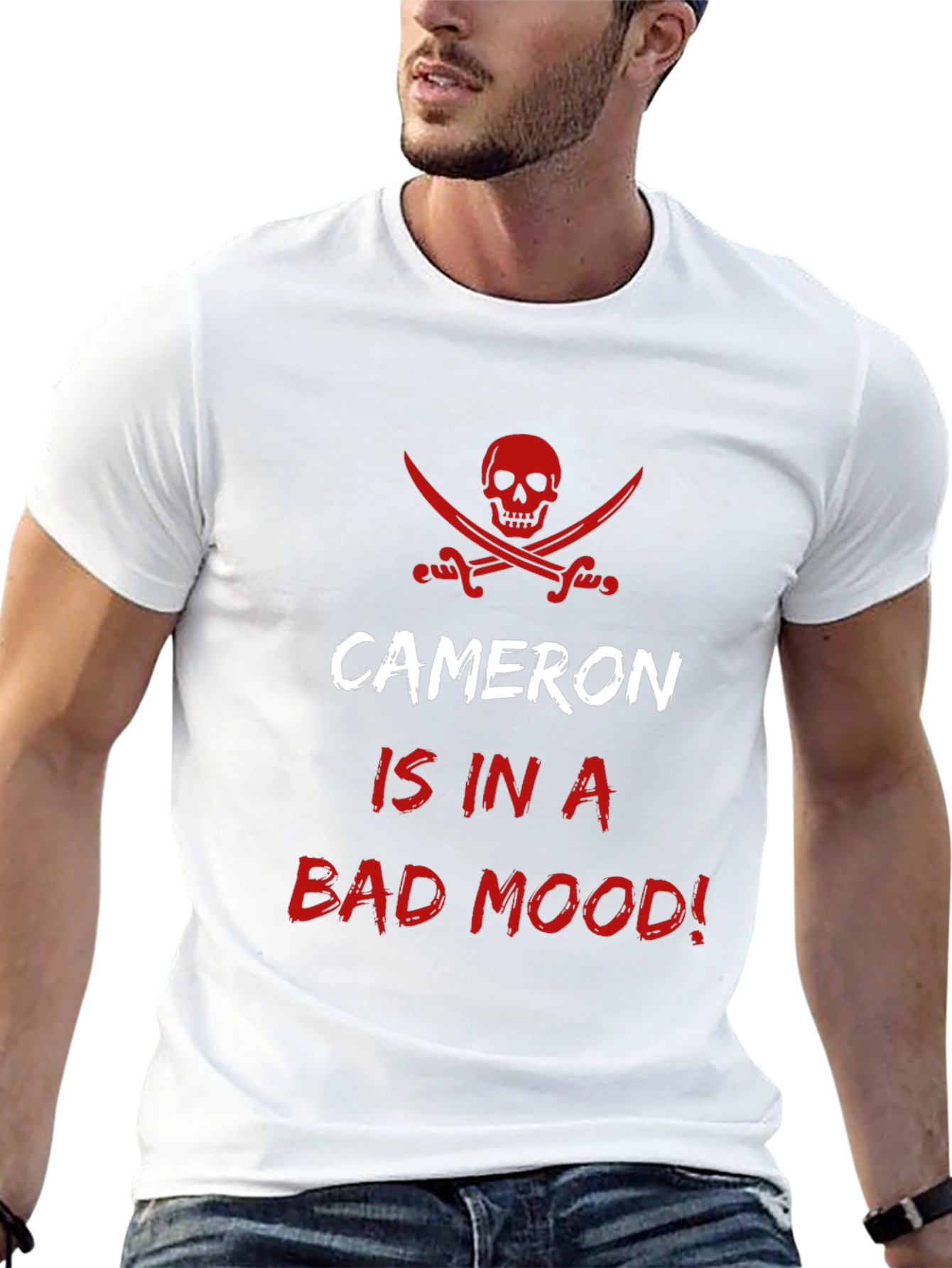 Cameron Bad Mood T-Shirt - Pirate Skull Design
