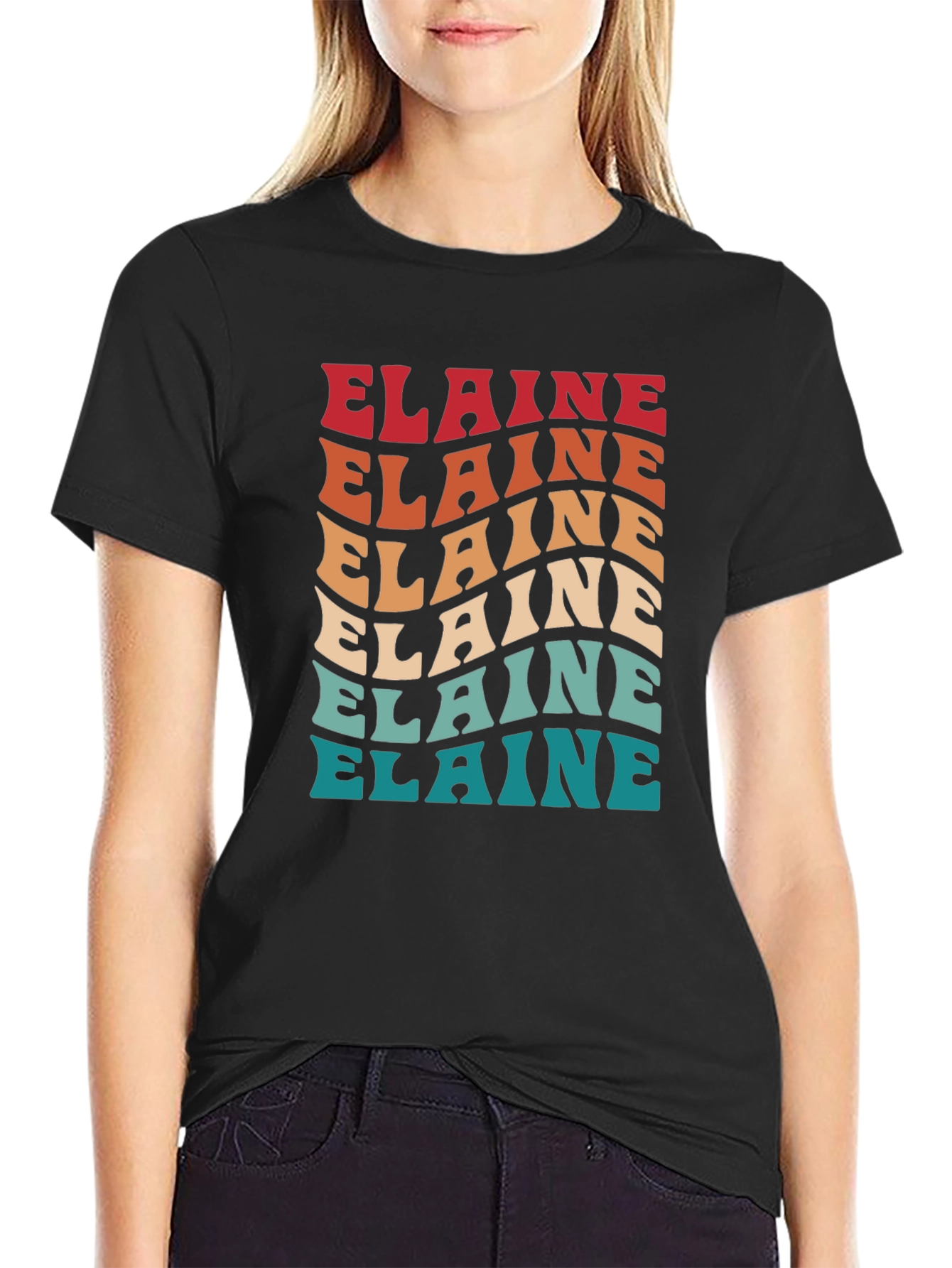Elaine Retro Wavy Text T-Shirt