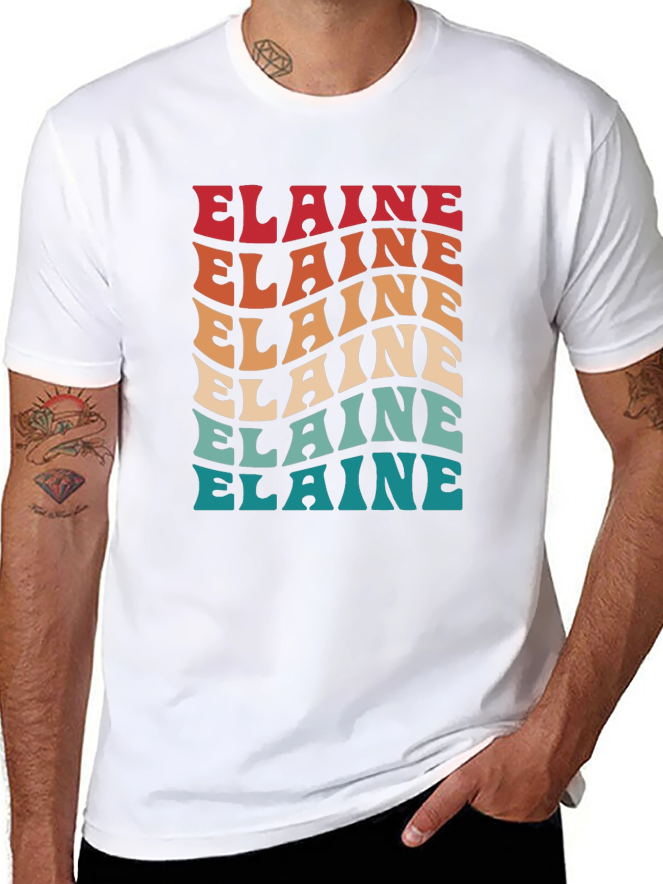Elaine Retro Wavy Text T-Shirt