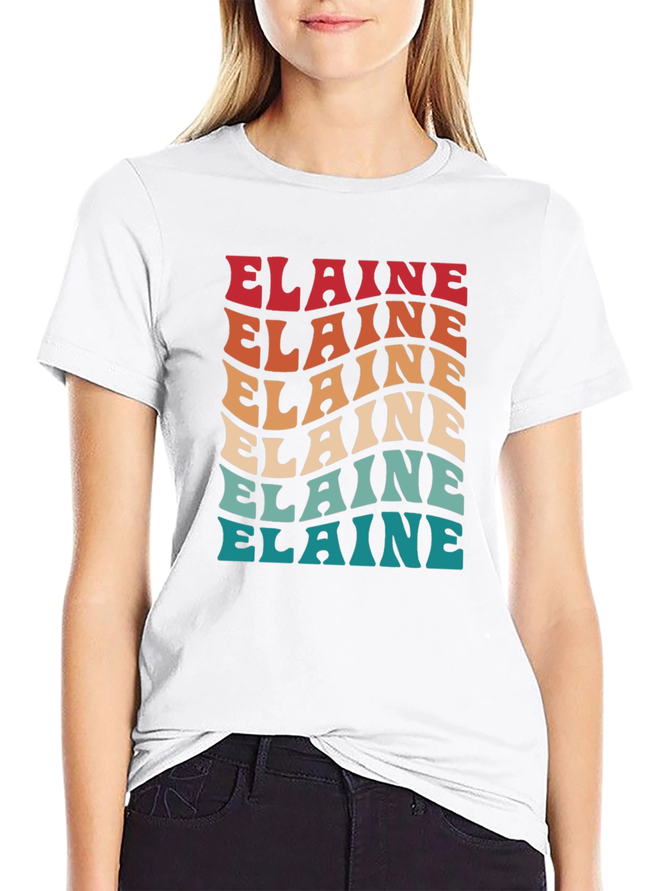 Elaine Retro Wavy Text T-Shirt