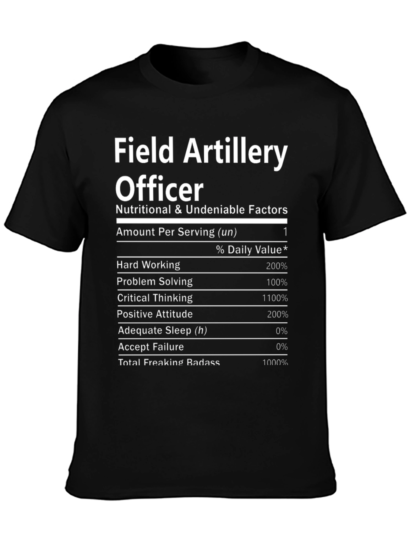 Field Artillery Officer Nutrition Facts T-Shirt