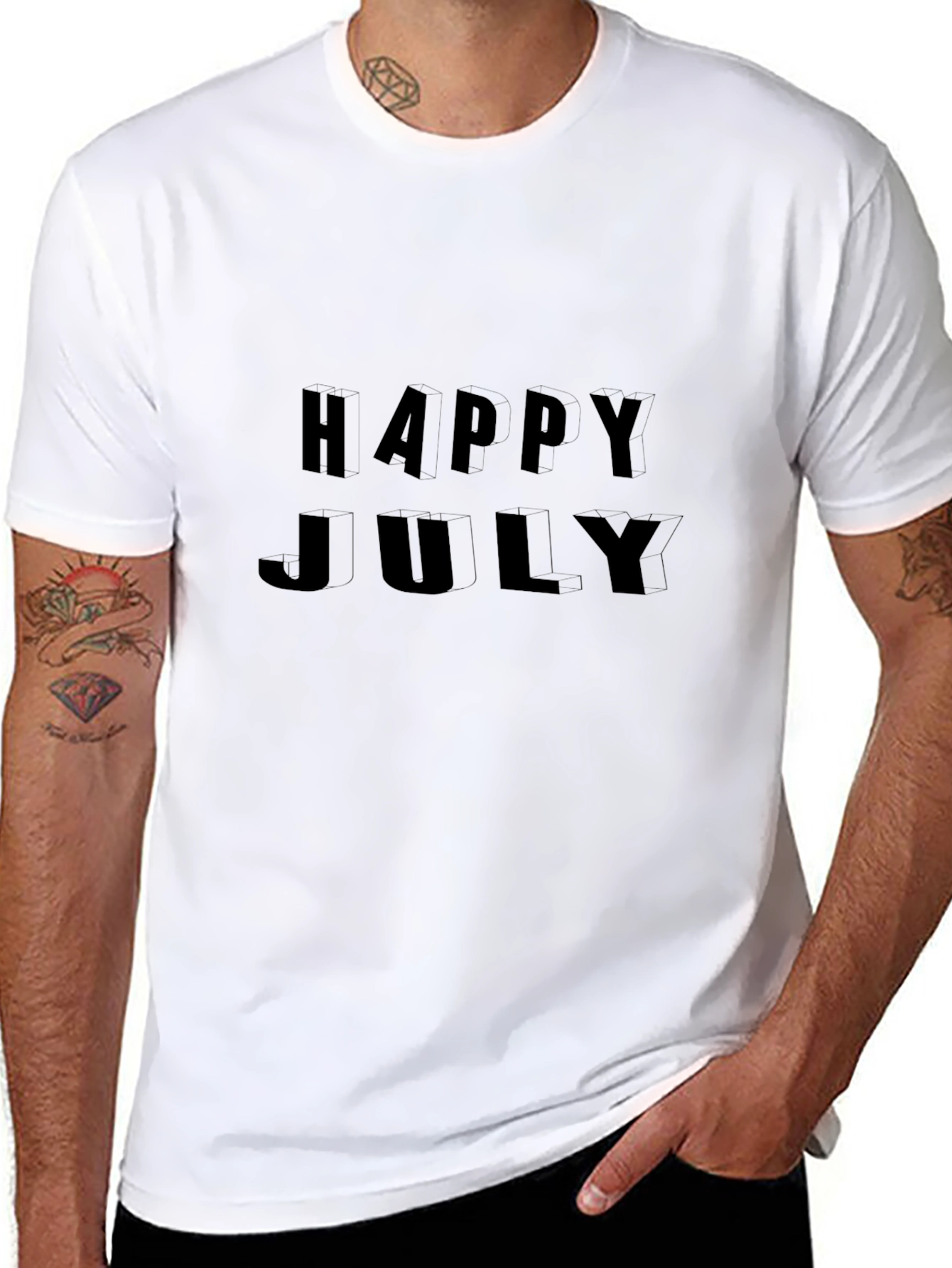 Happy July Graphic Black T-Shirt