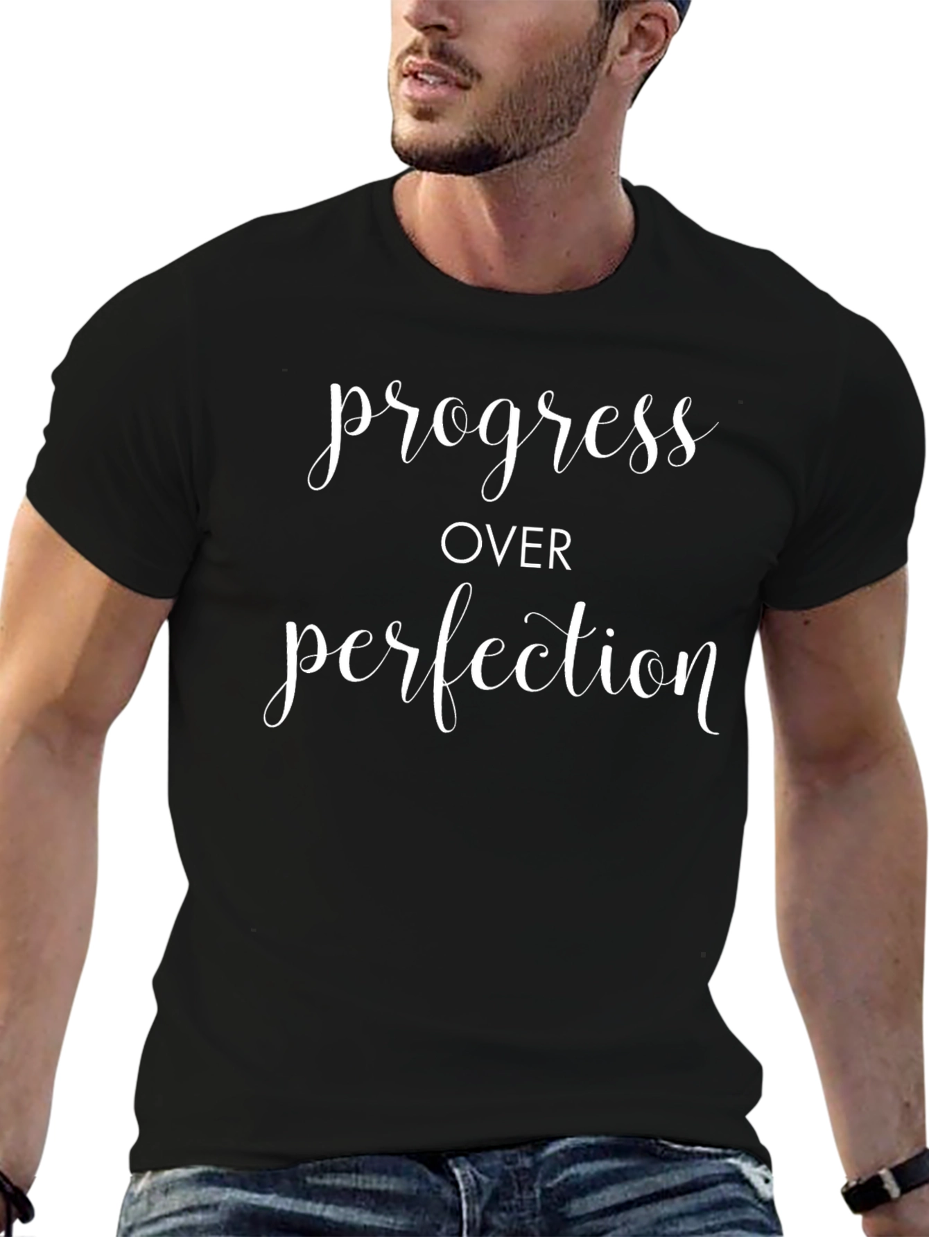 Progress Over Perfection Black Graphic Tee
