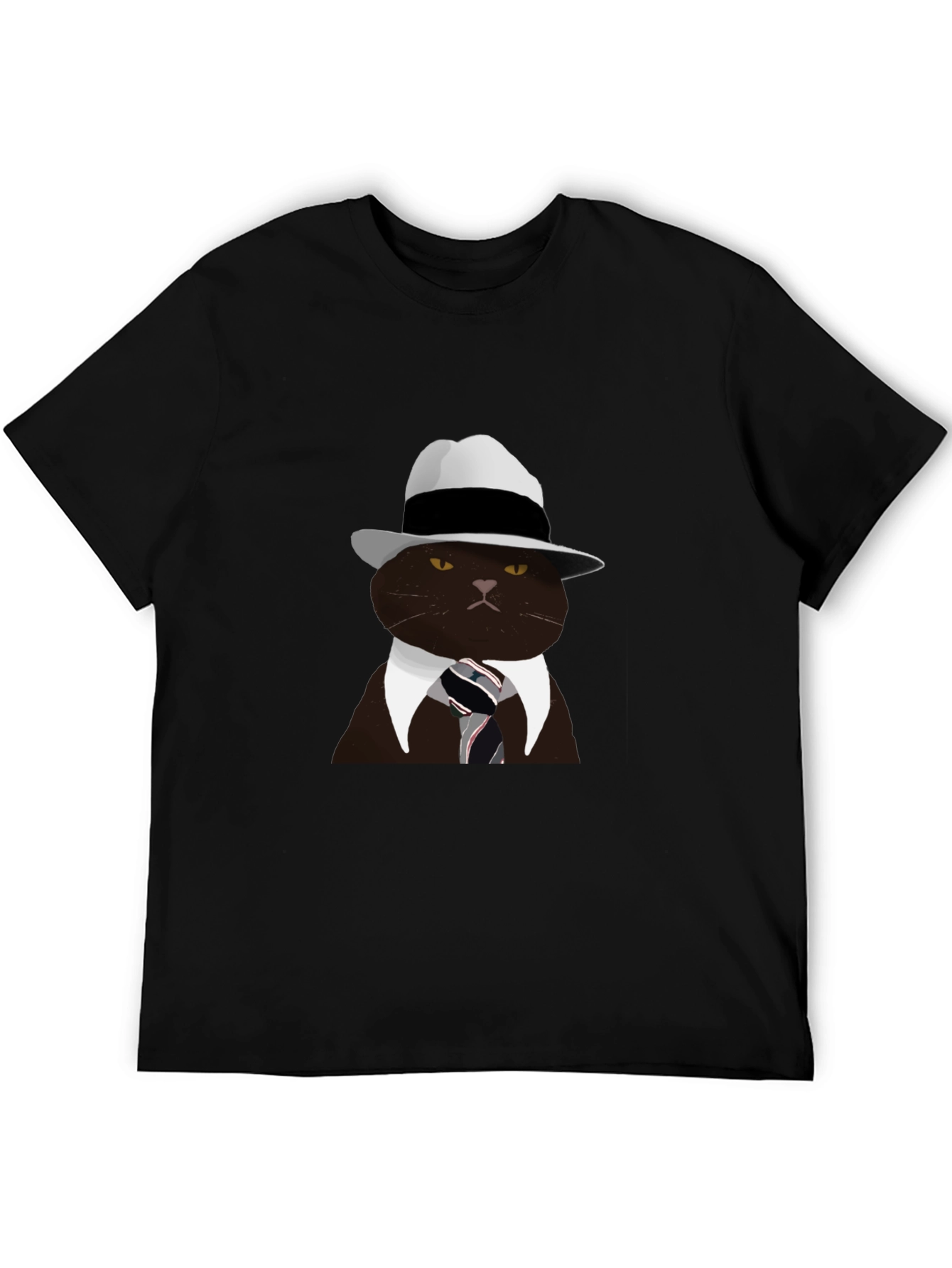 Cool Cat Fedora T-Shirt - Black