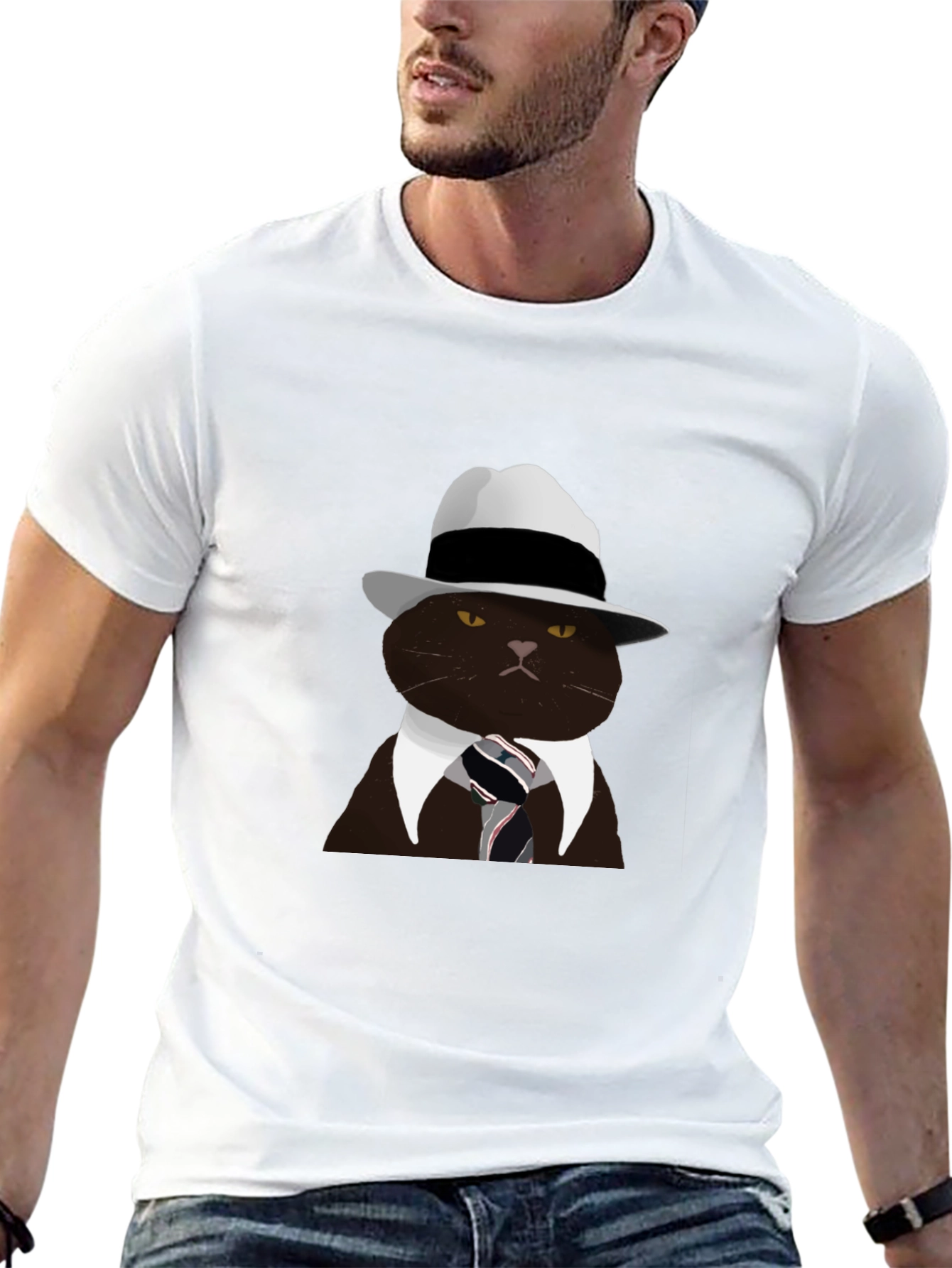 Cool Cat Fedora T-Shirt - Black