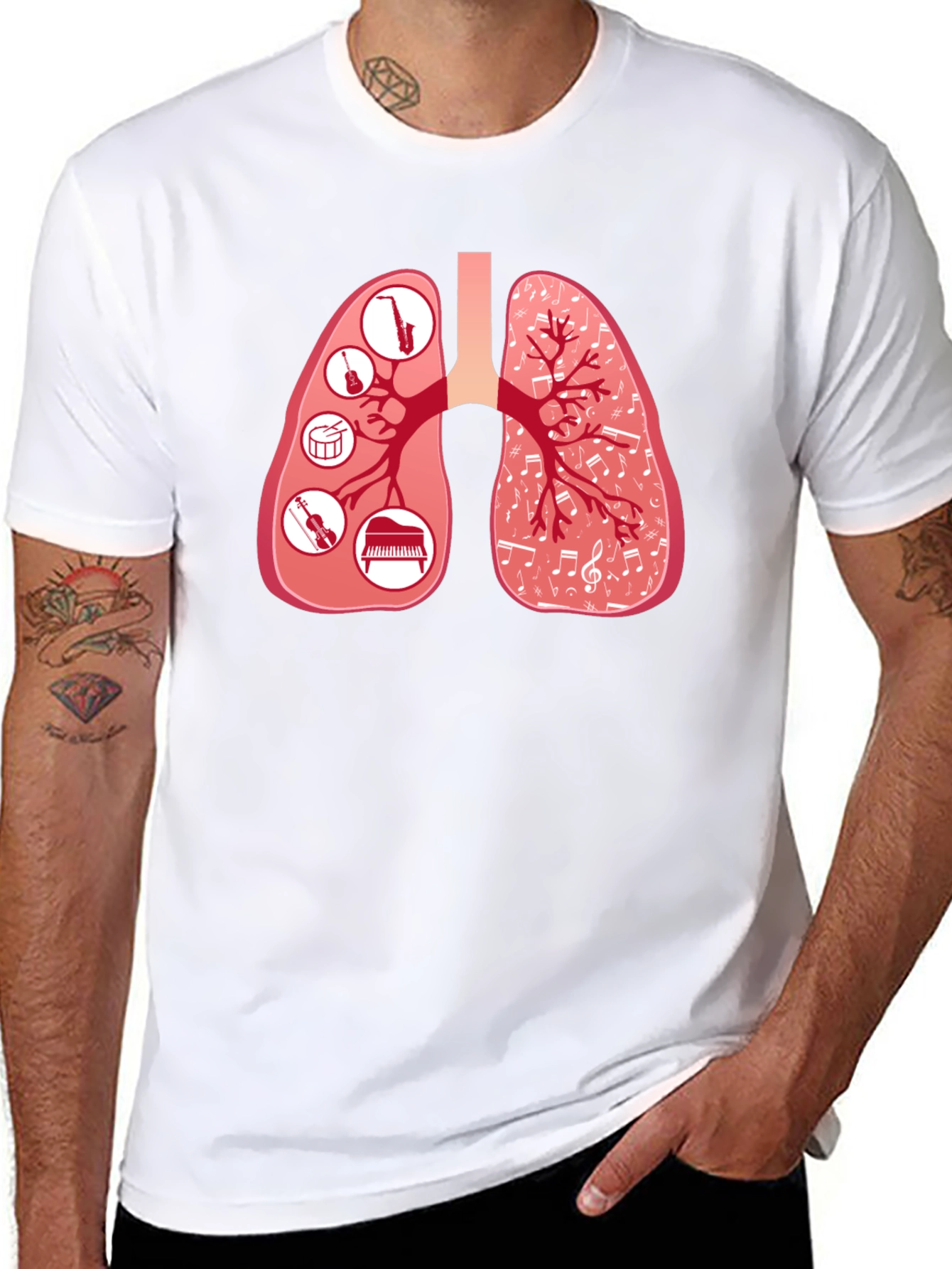 Musical Lungs Graphic Tee - Black Cotton T-Shirt